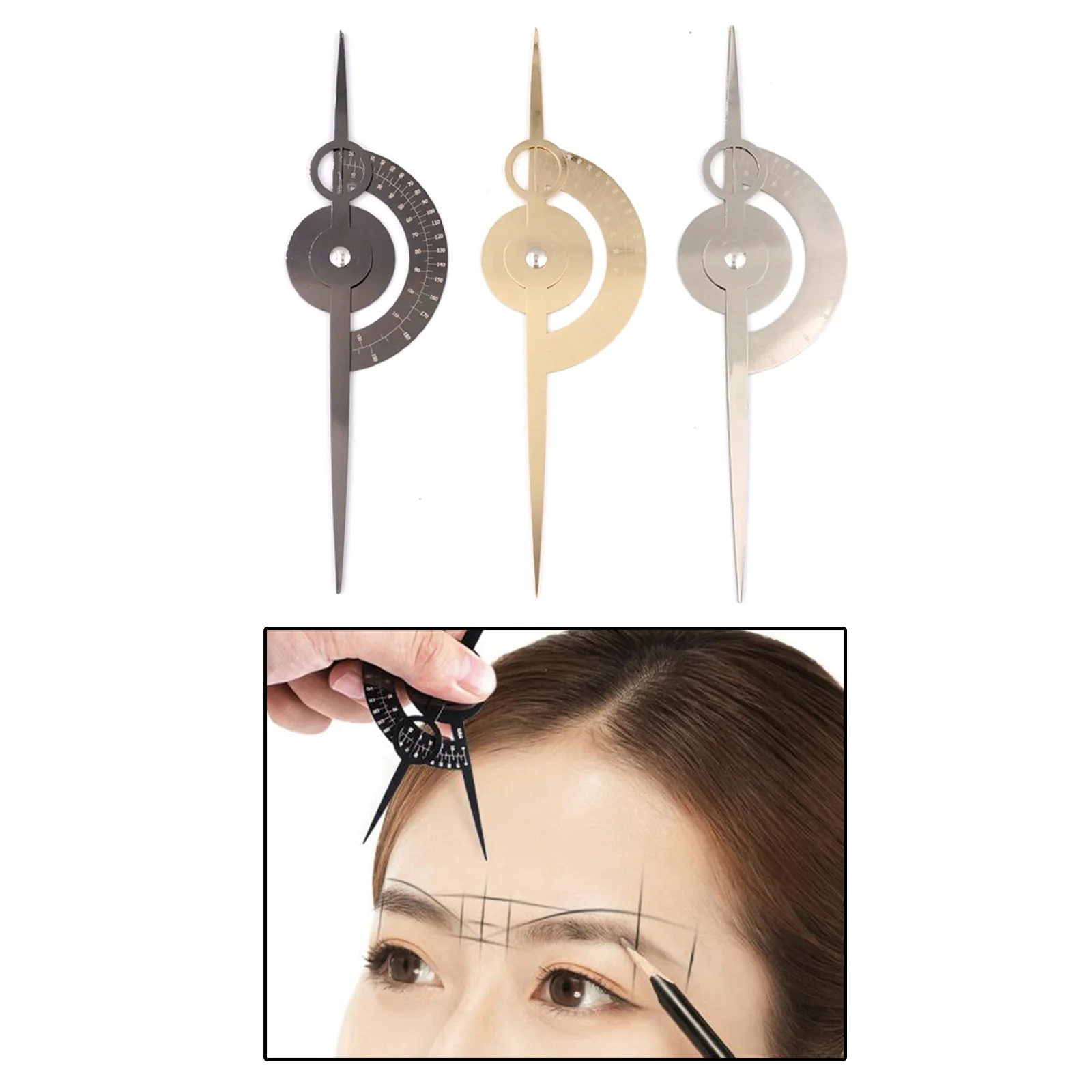 Accurate Ratio Calipers Microblading Eyebrow Ruler Flexible Removable Reusable Stainless Steel Ruler Measure Tools for Makeup