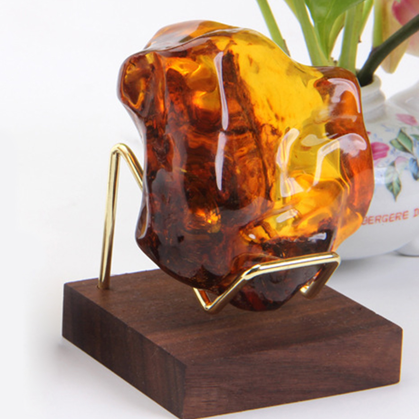 Walnut Base Display Stand For Gemstone Mineral Crystal Ball Quartz Holder