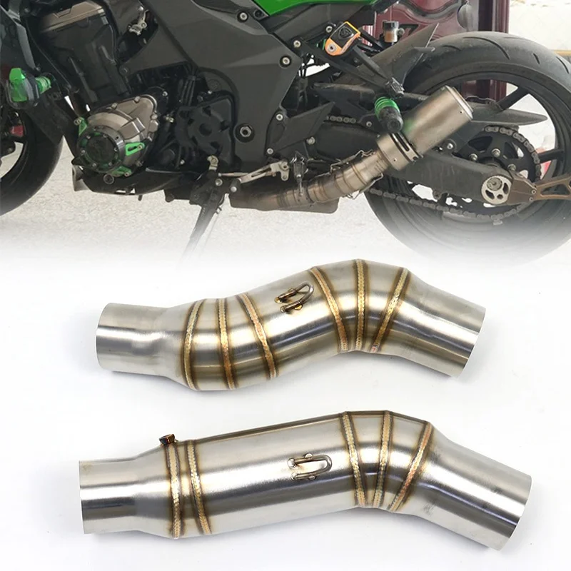 Acouto Motorcycle Mid Link Pipe,Motorcycle Exhaust Contact Middle Pipe Link Connector Fit for Z1000 2007-2009 