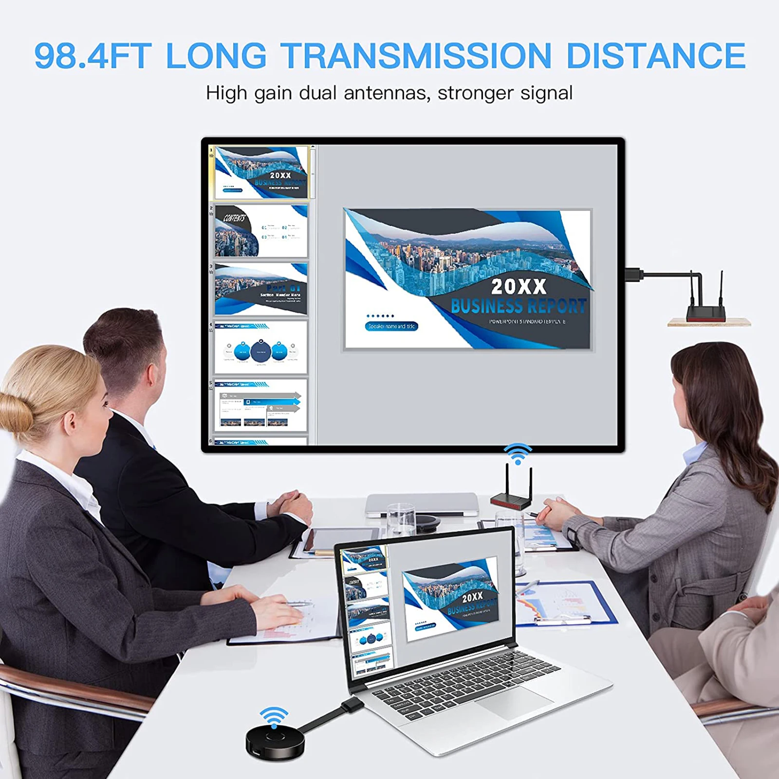 Wireless Transmitter and Receiver Kits 4K Wireless Display Dongle Adapter Extender Display Mirroring Screen for Laptops PC Phone