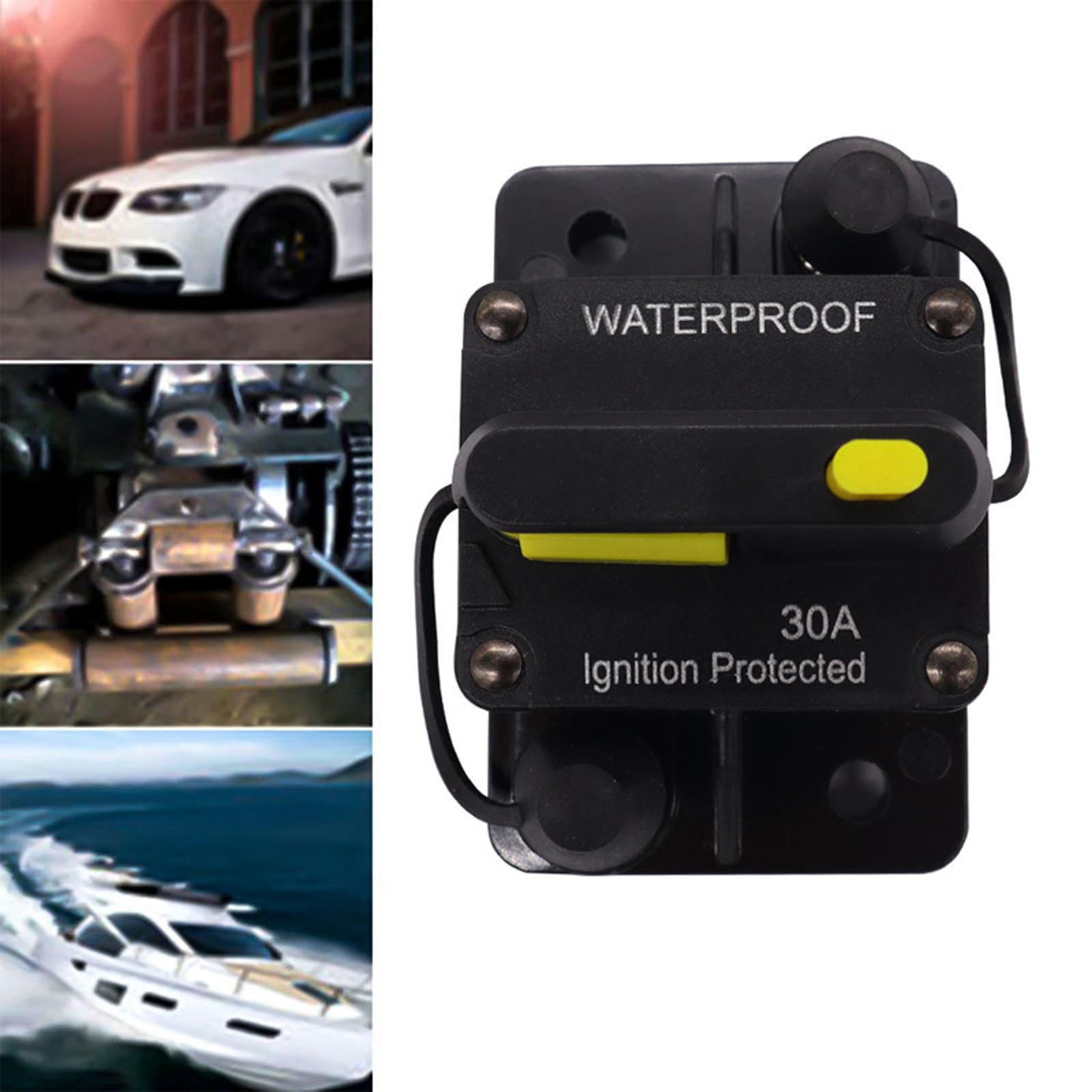 Car Auto Boat Caravan Truck RV Marine Circuit Breaker with Manual Reset, Waterproof, 12V- 48V DC