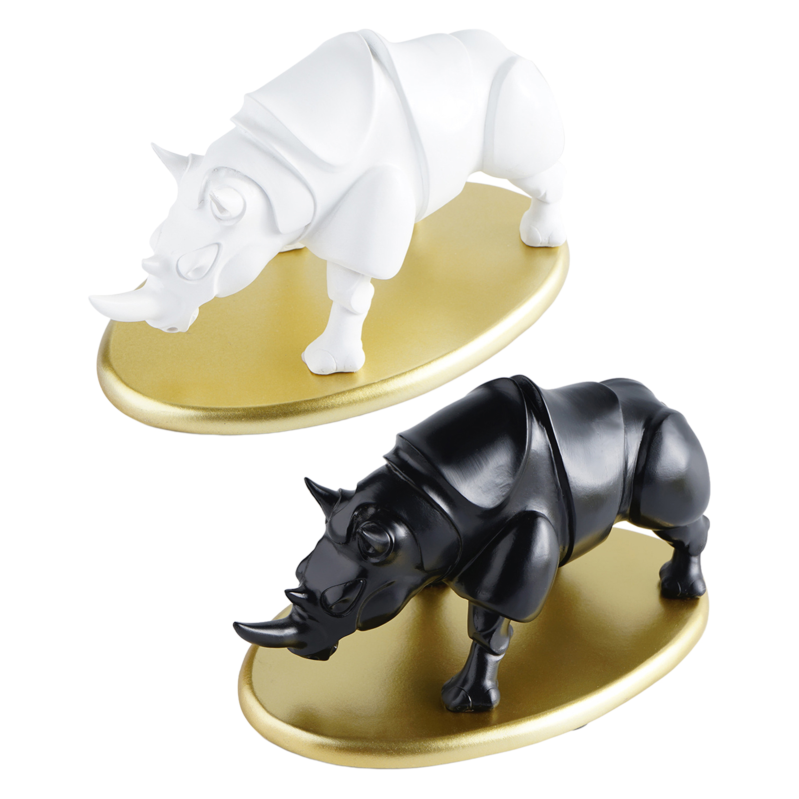 Resin Rhinoceros Sculpture, Handcrafted Art Statue for Living Room Hallway Bedroom Desktop Decor, Housewarming Gift