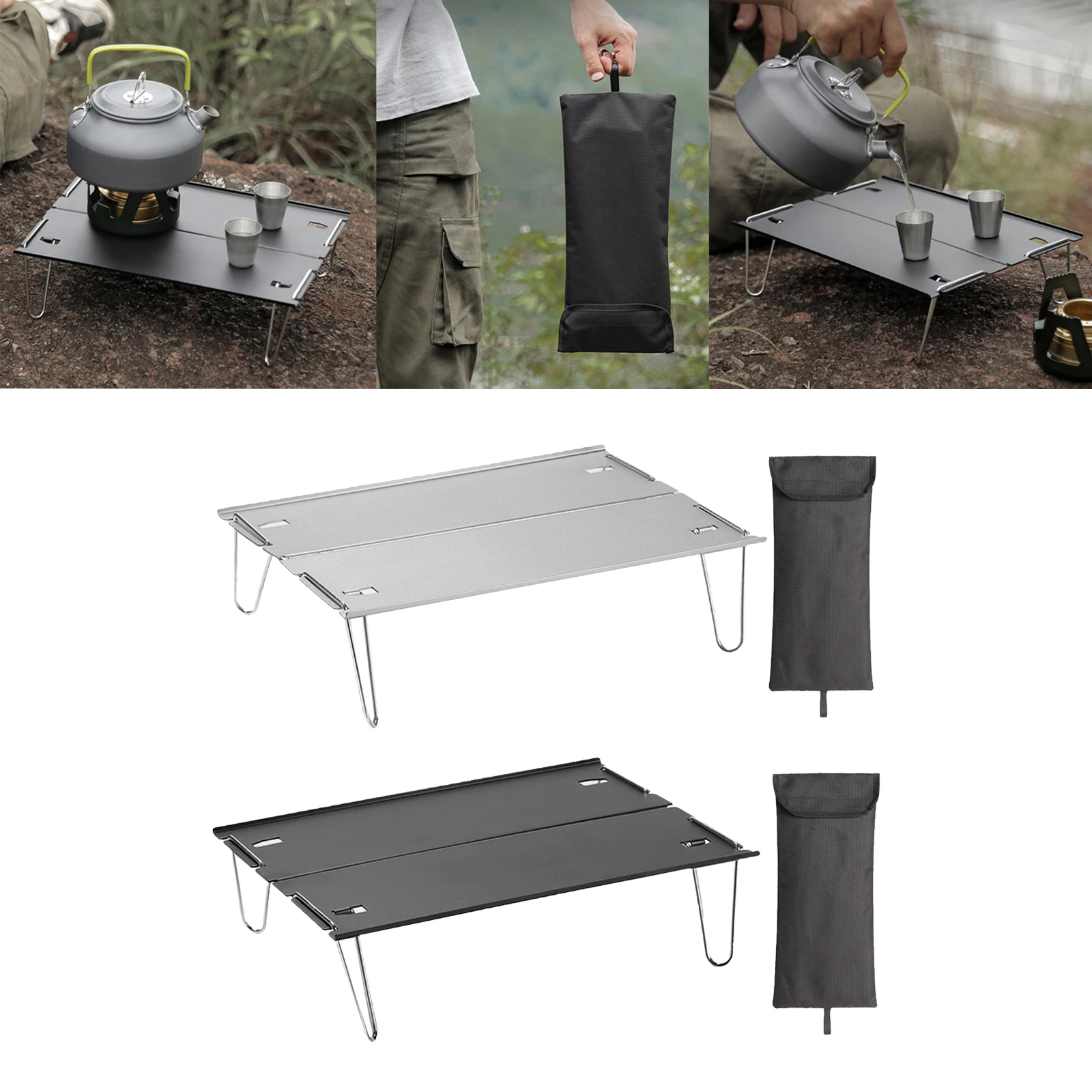 Mini Outdoor Folding Table Portable Ultra-light Aluminum Alloy Collapsible Backpacking Hiking BBQ Garden Camping Fishing Desk