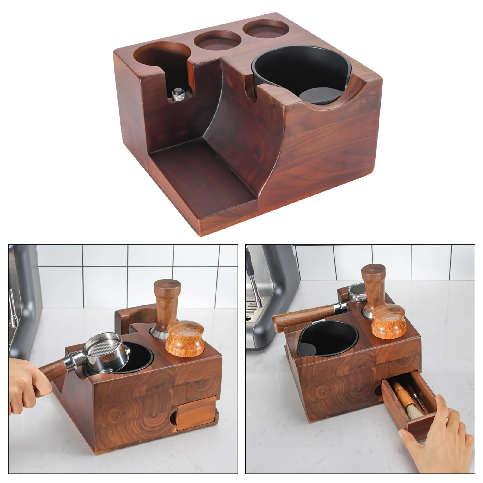 Wood Coffee Filter Tamper Holder Espresso Tamper Mat Stand Slag Box Coffee Accessories