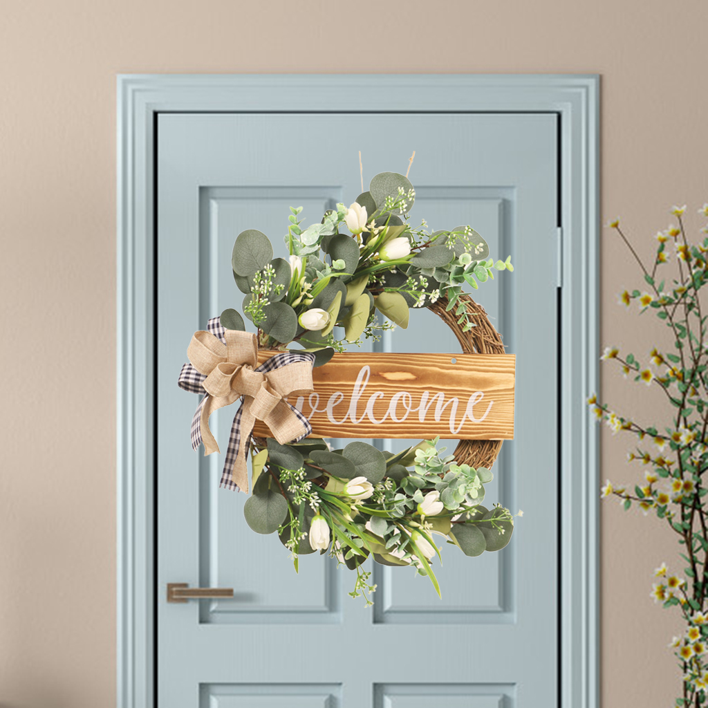 Silk Artificial Flowers Wreath Spring Garland Front Door Window Farmhouse Garden Wedding Decor Photo Prop