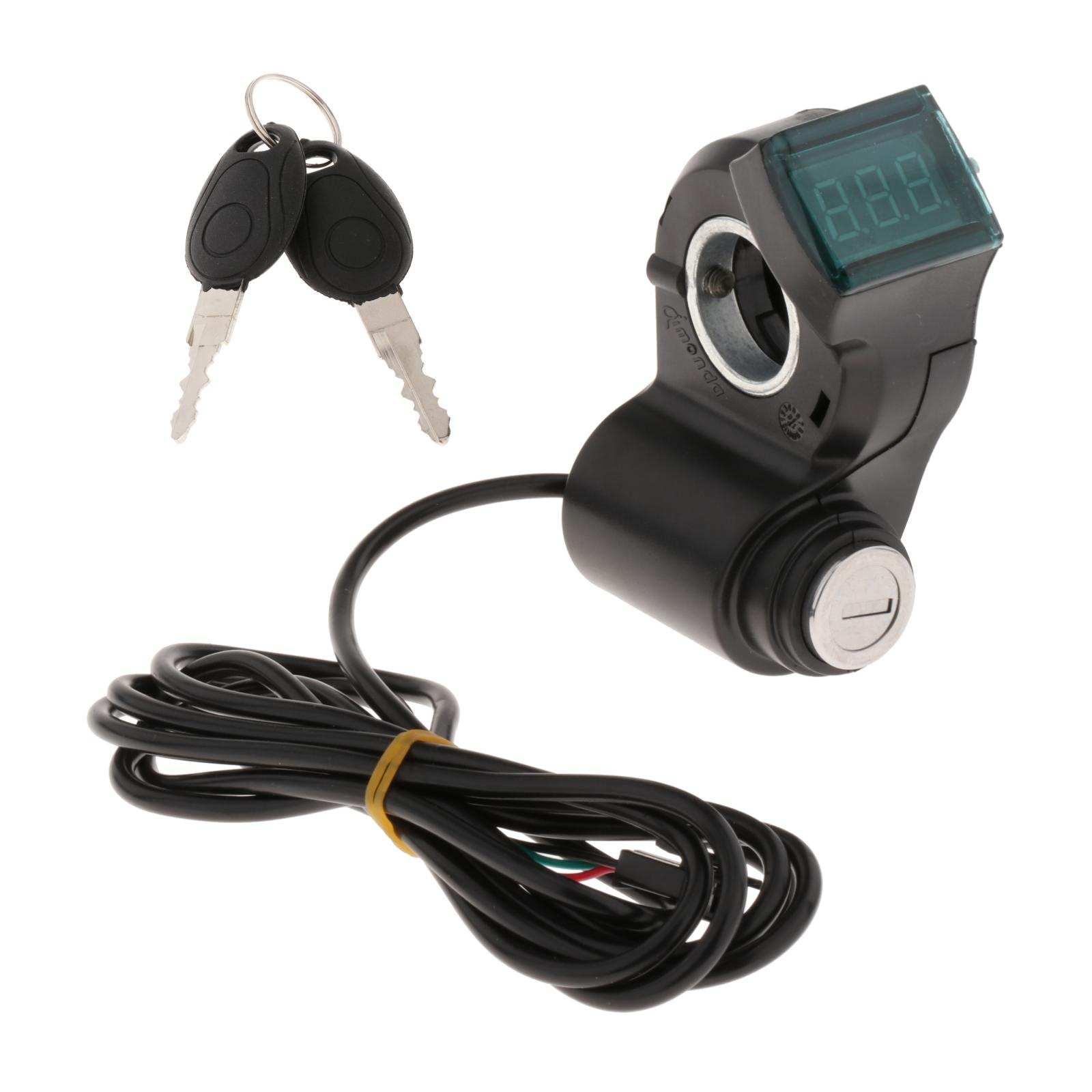 1pc Universal Electric Bike LED Digital Voltage Display Power with Key Parts