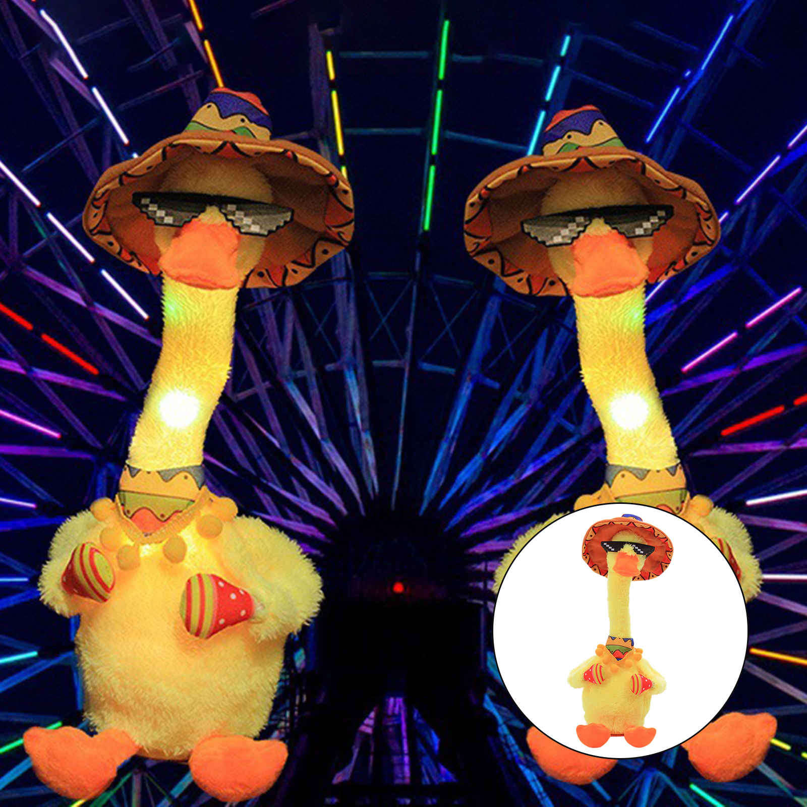 Adorable Dancing Duck Plush Toy Stuffed Animal Record and Speak Duck Doll