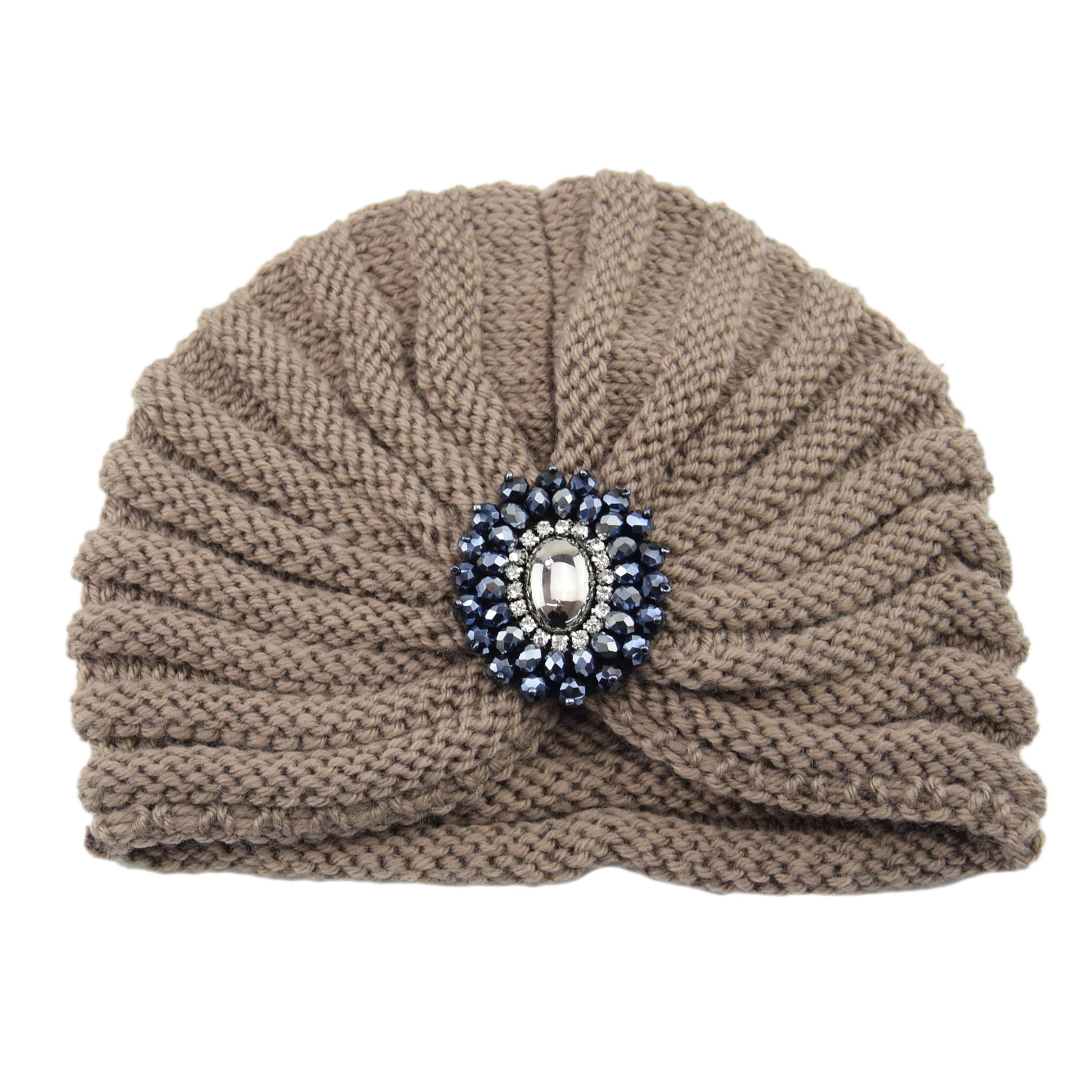 Dame Vintermote Luer Boho Gem Tilbehør Ull Varm Strikket Lue Hodelue Krystallkule Smykker Hette Muslimske Luer_voghion.com