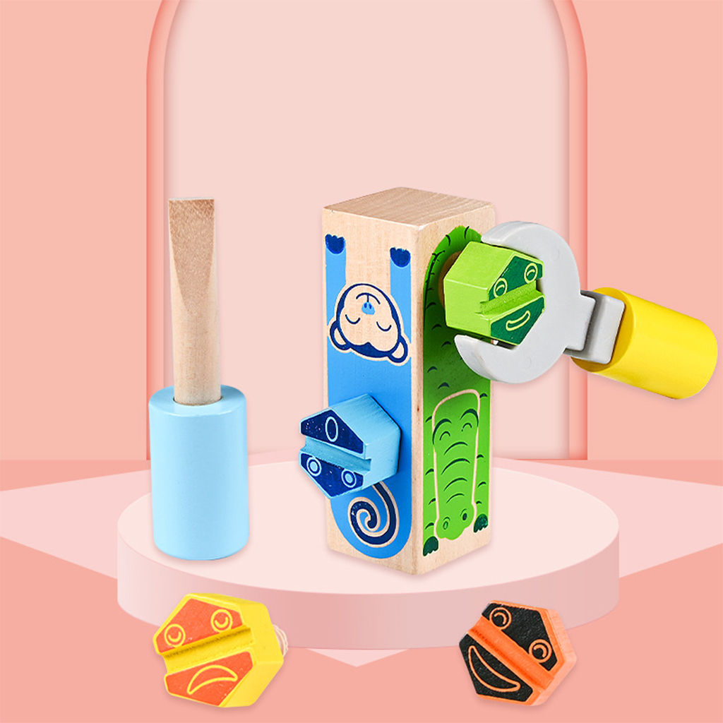 Wooden Screw Block Toy Nut Repair Tool Set Fun Fine Motor for Boys & Girls