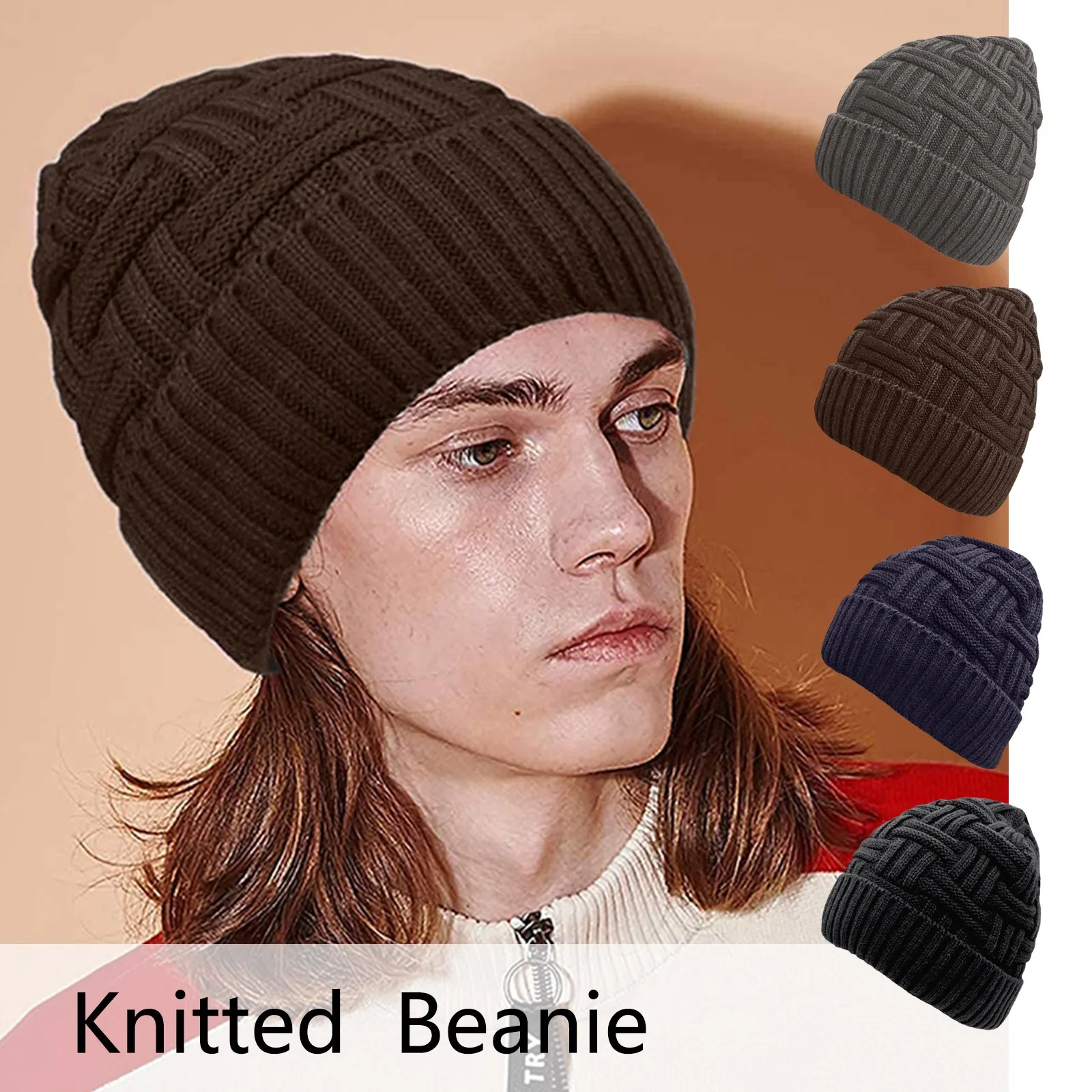 Clearance WUAI Unisex Winter Knit Hat Thicken Warm Knit Beanie Slouchy Caps Skull Hat 