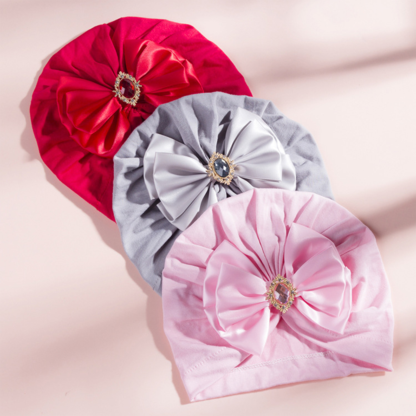 Infant Baby Mädchen Turban Kappe, Shiny Kristall Beanie Hut Stretchy Motorhaube Headwraps mit Bogen Knoten 0-2Years – Detail 1