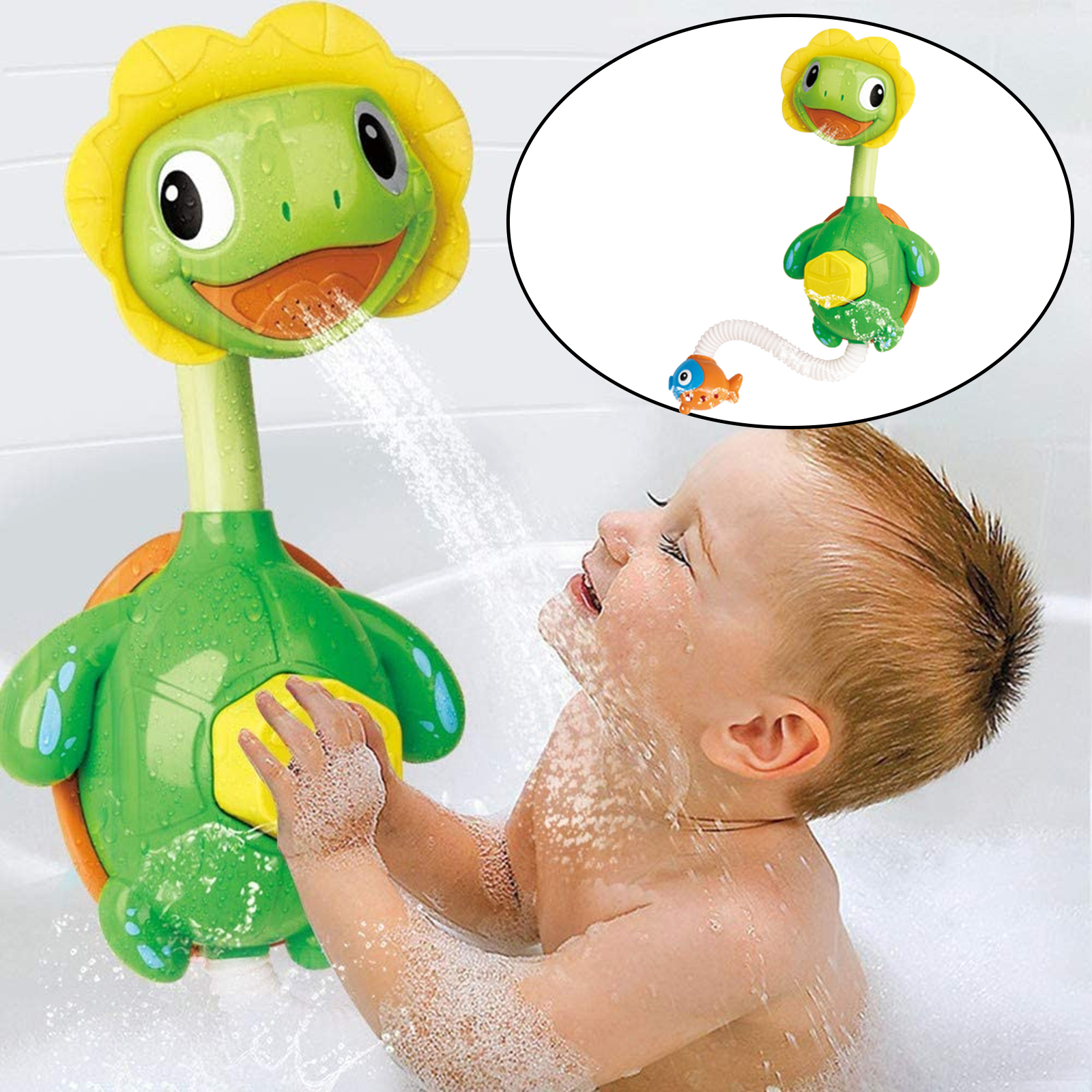Baby Bath Toy Water Play Turtle-shaped Bathtub Sink Shower Wall Suction