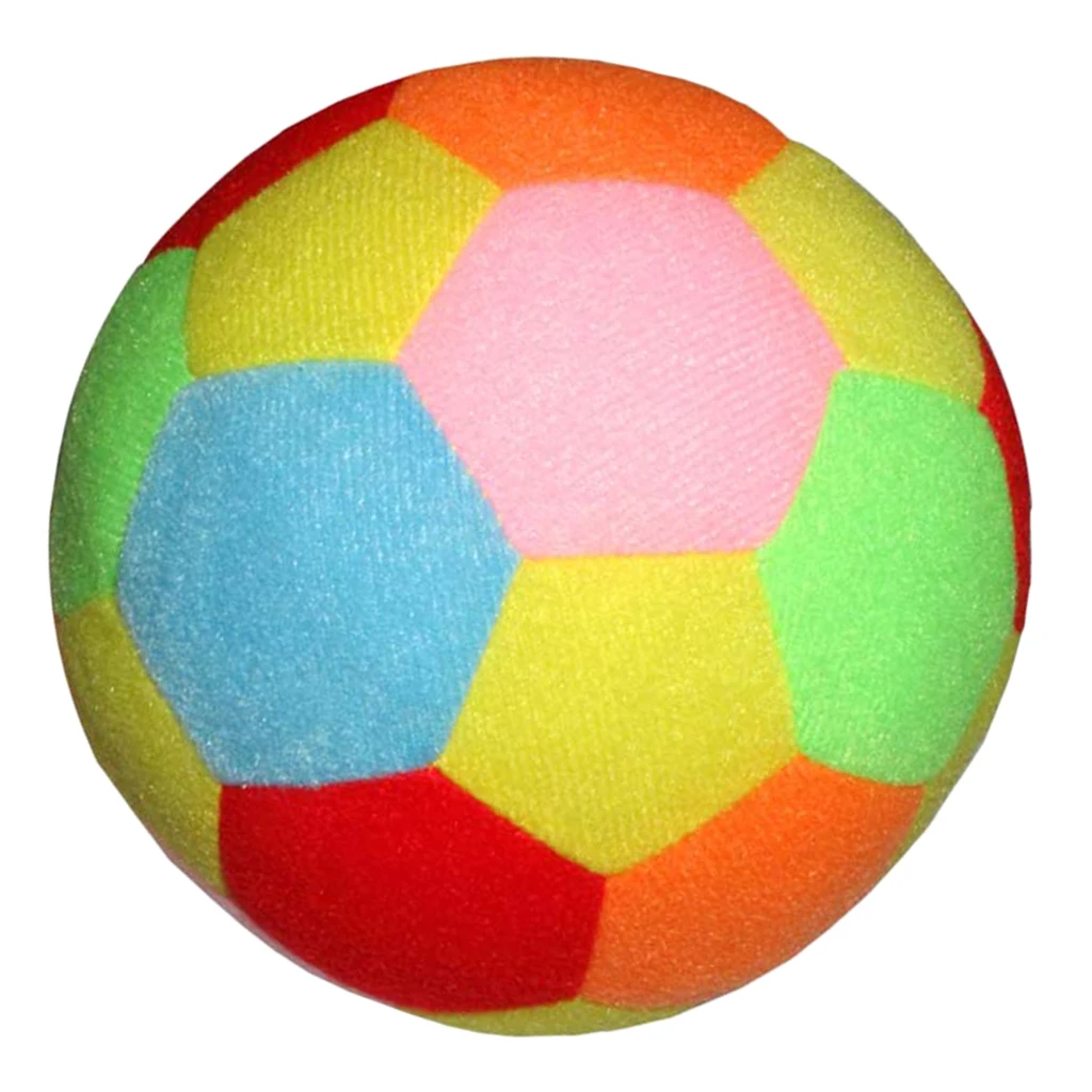 Soft Plush Stuffed Rainbow Football with Gentle Rattle - Cotton-filled Soccer Ball for Baby Kid Indoor Outdoor Toys