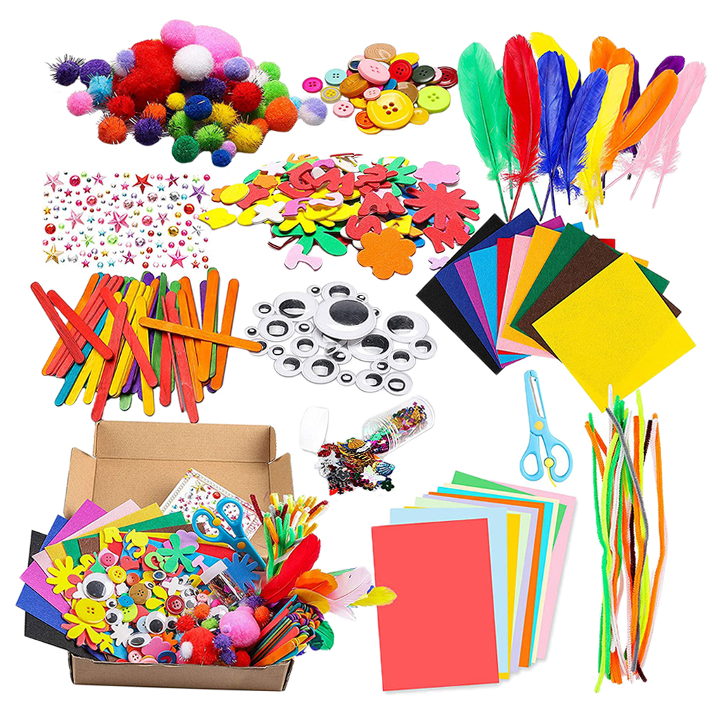 DIY Craft Toy Sticks Plush Stick Pom Poms for Toddlers Age 4 5 6 7 8 9