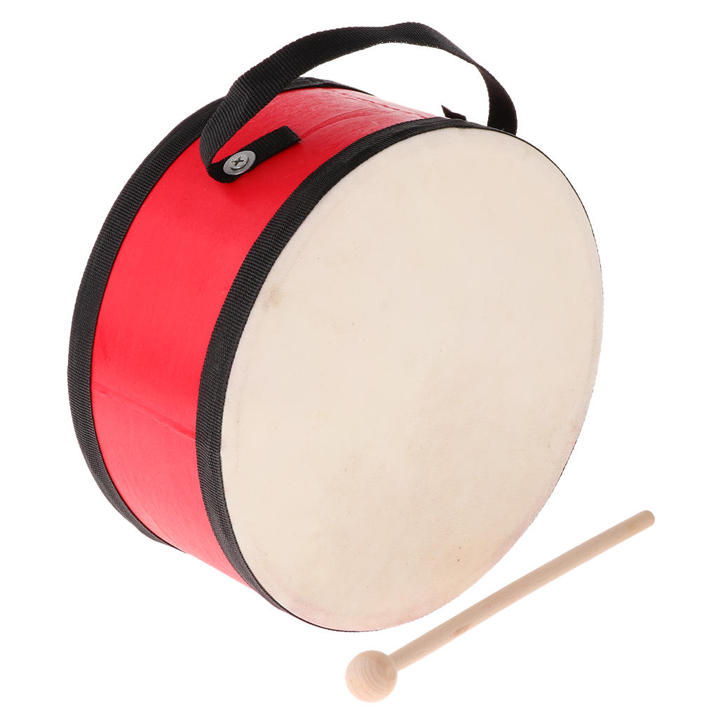 Lovoski Children Wooden Percussion Toy Kindergarten Hand Drum with Stick Toy