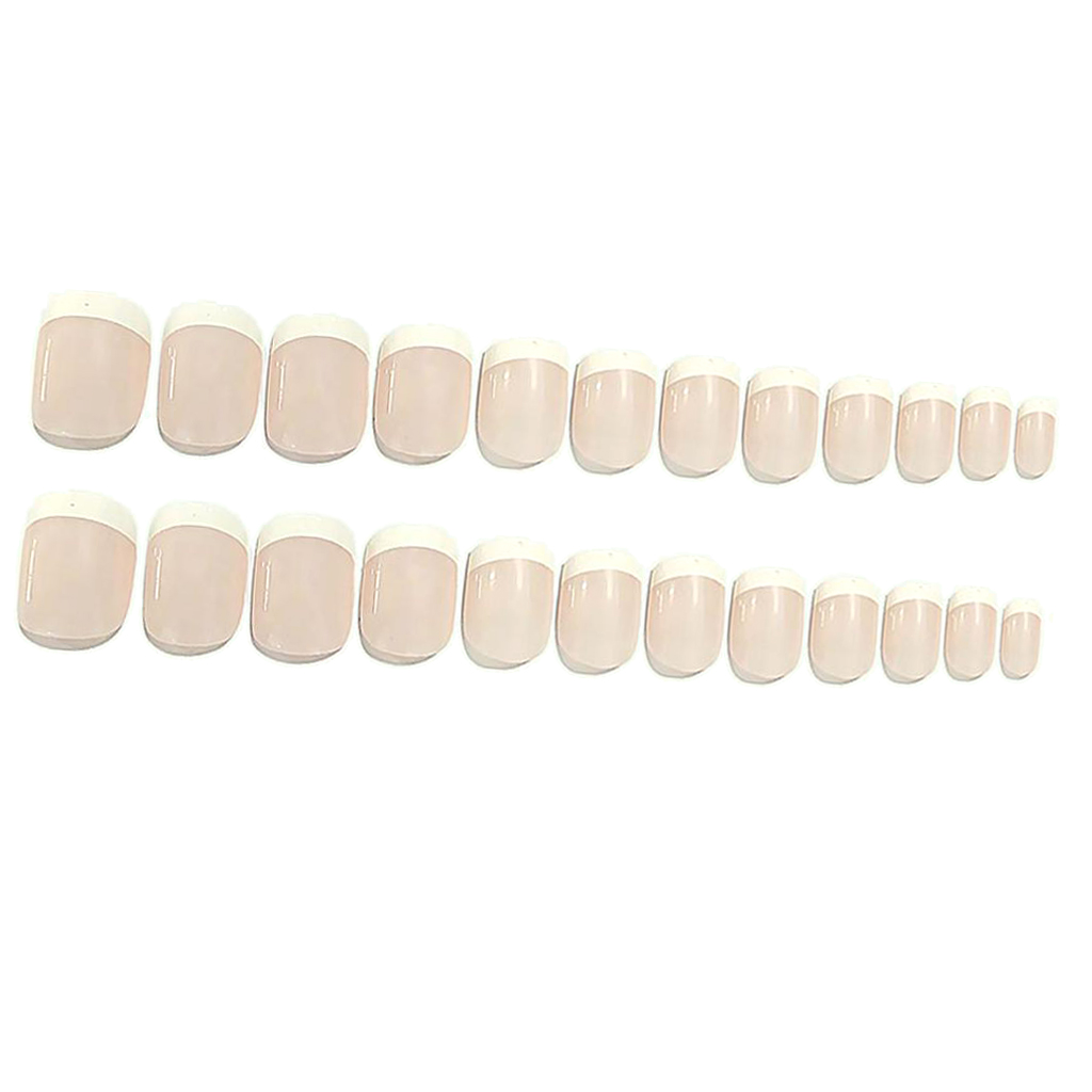 24pcs French Style Short False Nails Full Cover Nail Art Tips Light Pink