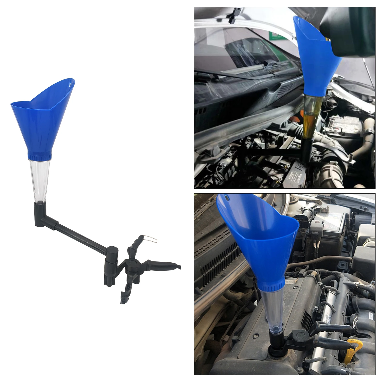 Plastic Universal All in one Vehicles Car Engine Oil Funnel Set Hands Free