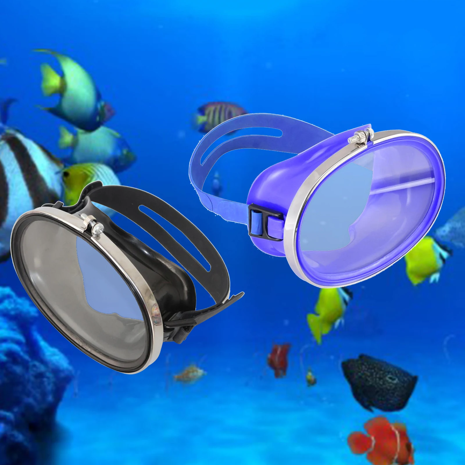 Classic Oval Diving Mask Scuba Diving & Spearfishing Anti-Fog Single Lens Goggles Glasses with Silicone Strap for Adult