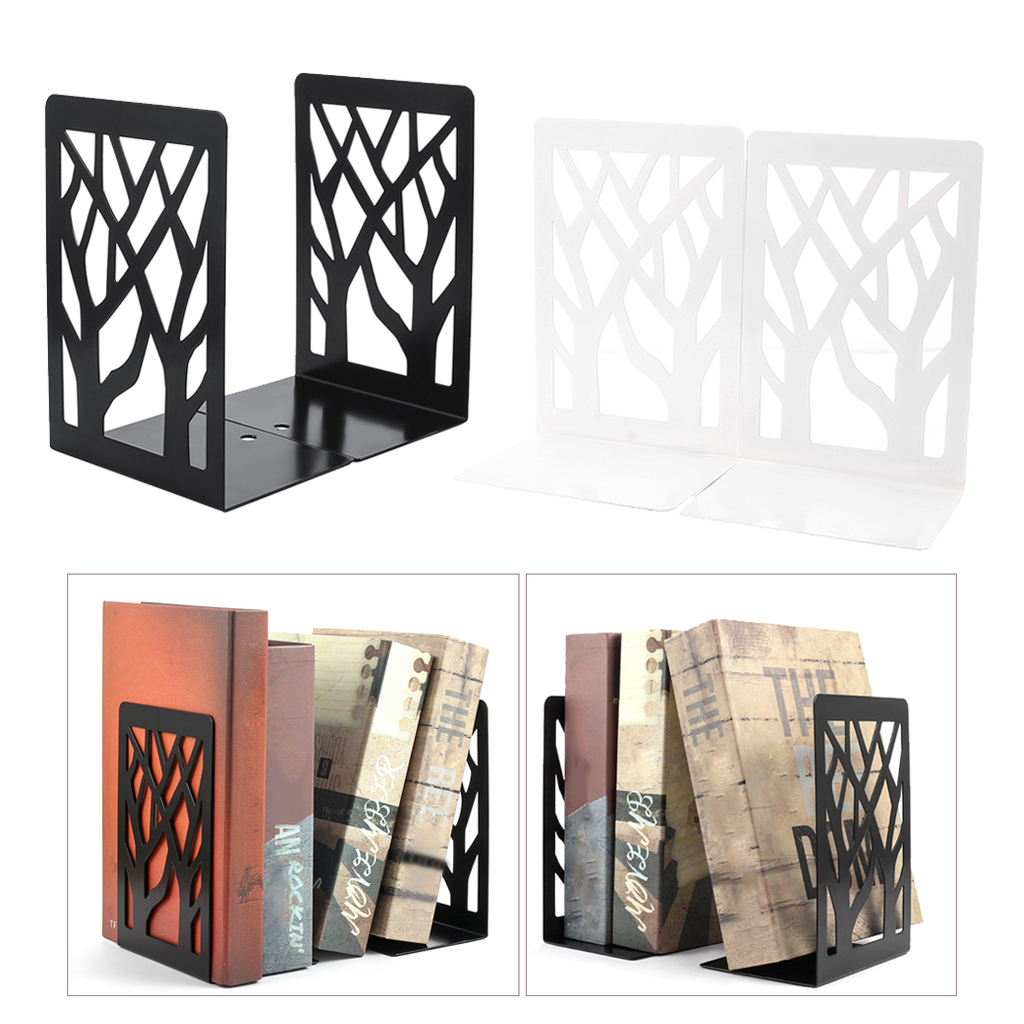 2Pieces Bookends, Book Ends for Shelves, Metal Bookend Book Divider/Holder, Decorative Bookends for Office, School, Home Decor