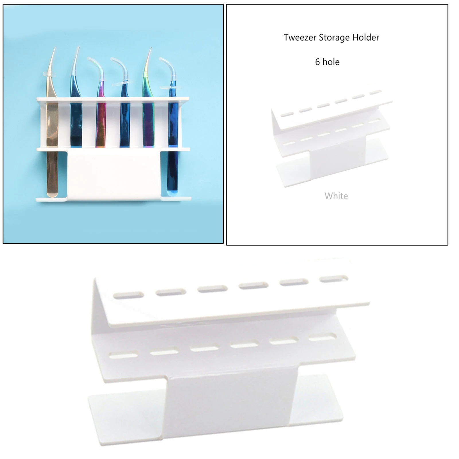 6 Hole Eyelash Tweezers Display Stand Acrylic Storage Desk Organizer