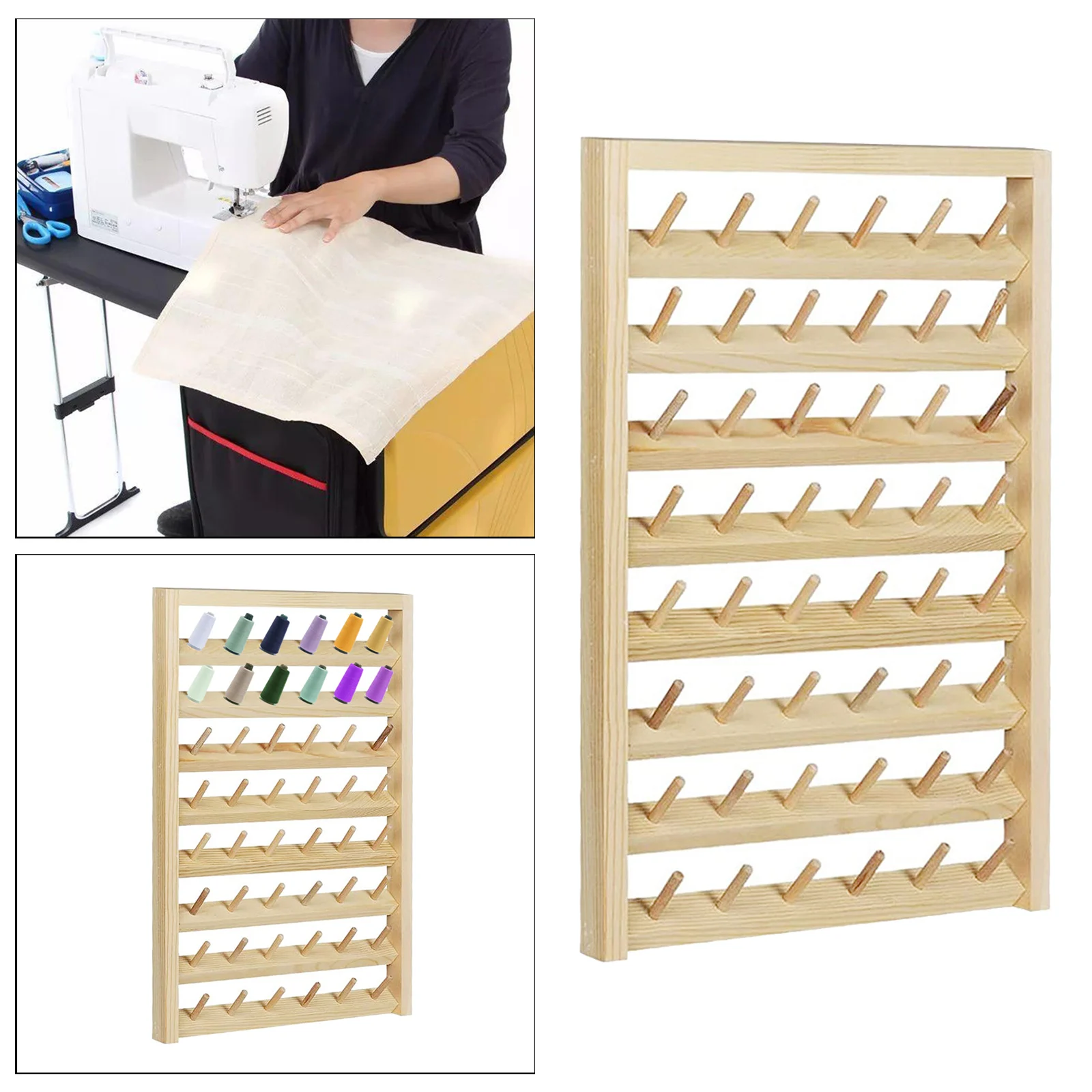 Multi-Spool Sewing Thread Rack, Wall-Mounted Sewing Thead Holder, Organizer Shelf for Mini Sewing Quilting Jewelry Embroidery