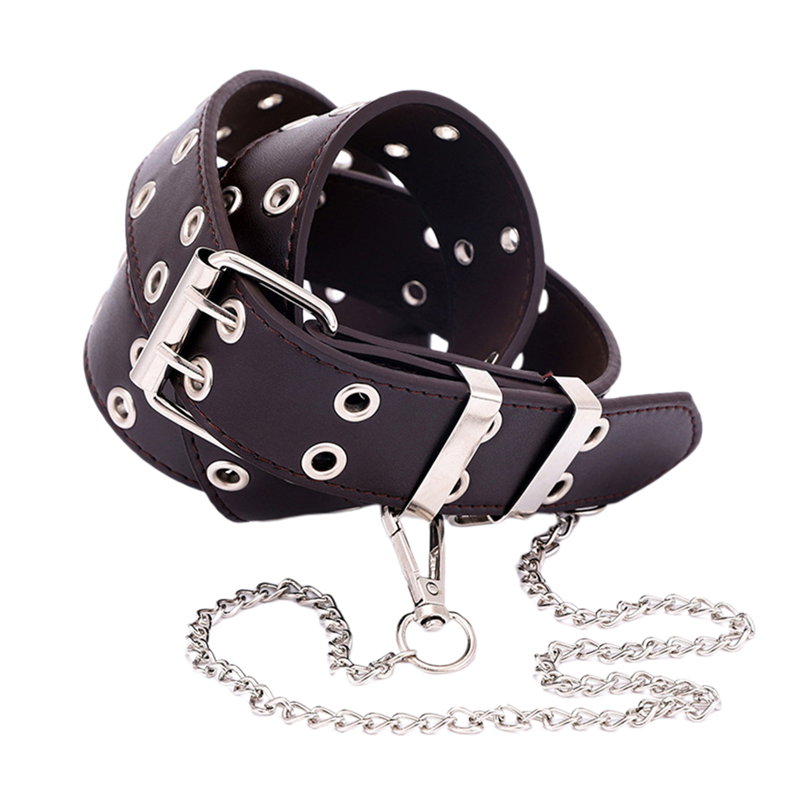 Double Grommet Punk Belt for Women PU Leather Jeans Waist Belts Party Cosplay Club Dancing Goth Belt