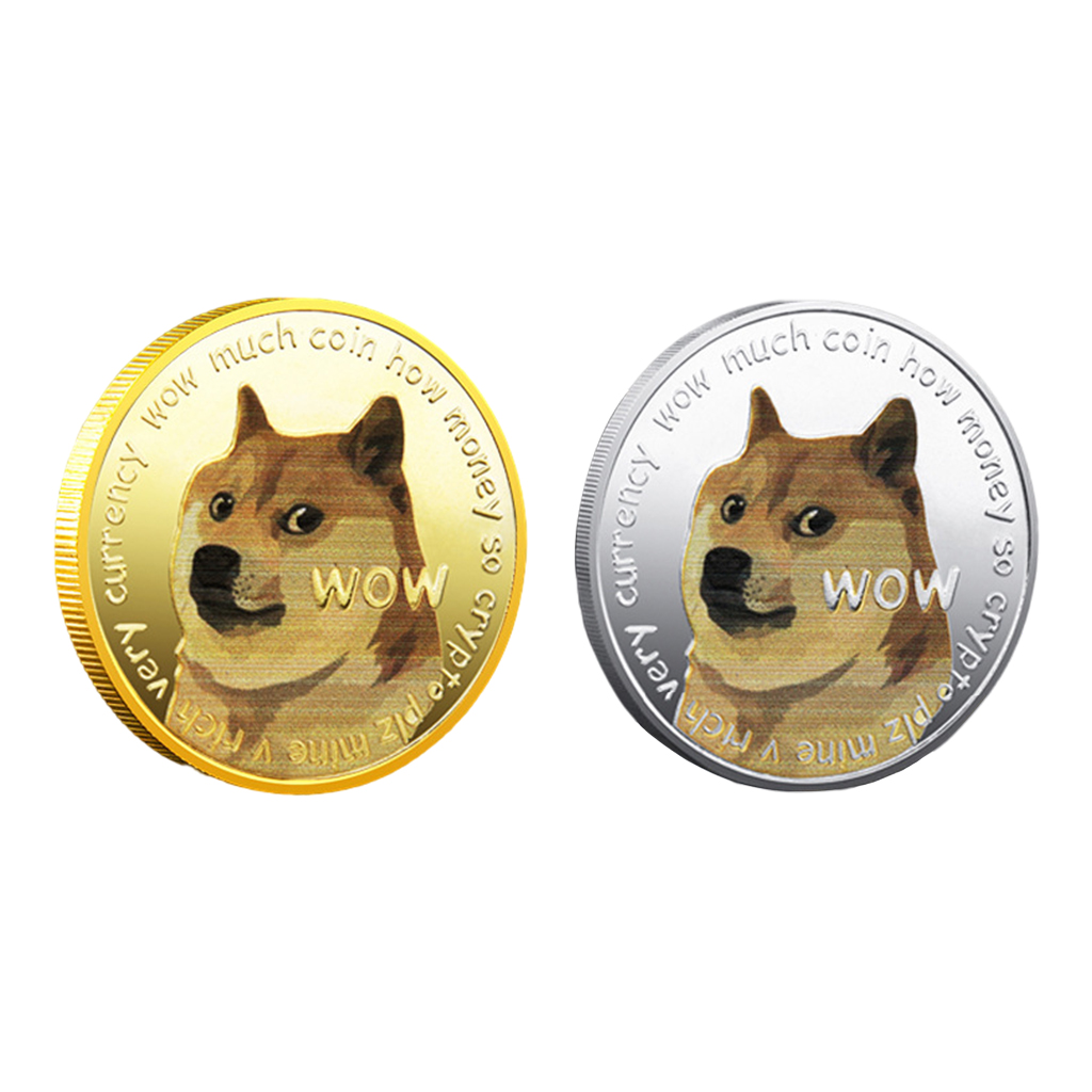 Dog Commemorative Coins Dogecoin Display Desktop Shelf Decor Diameter 4cm