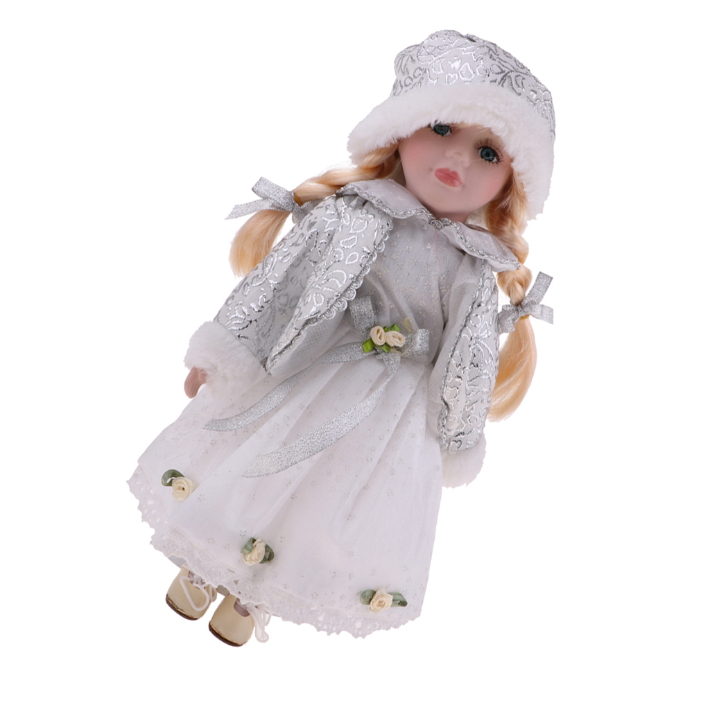 12inch Vintage Porcelain Doll in Dress, Creative Valentin Gift for Girlfriend, Dollhouse People Display Decor Collection