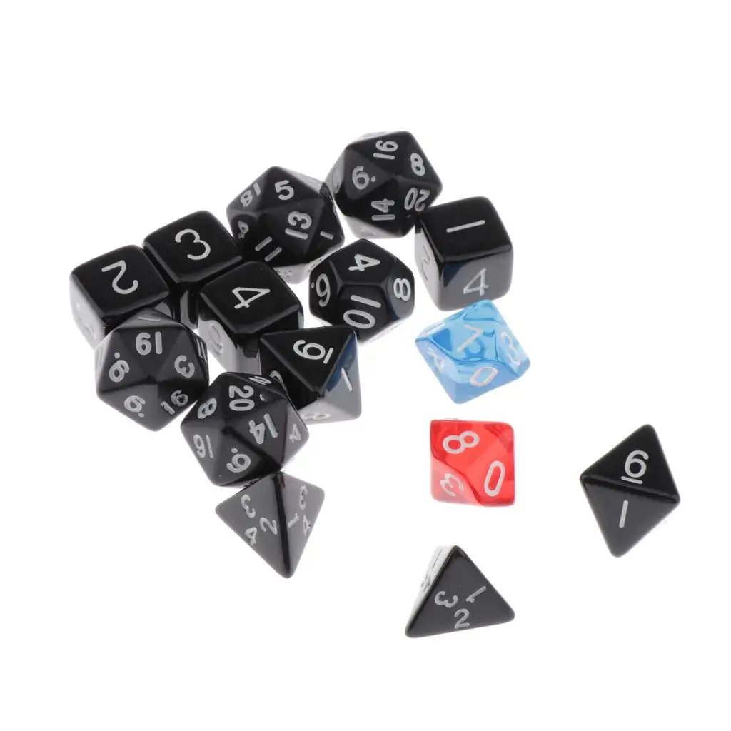 15pcs Polyhedral Dice TRPG Dices Acrylic for  DND MTG RPG Board Game D20 D12 D10 D8 D6 D4