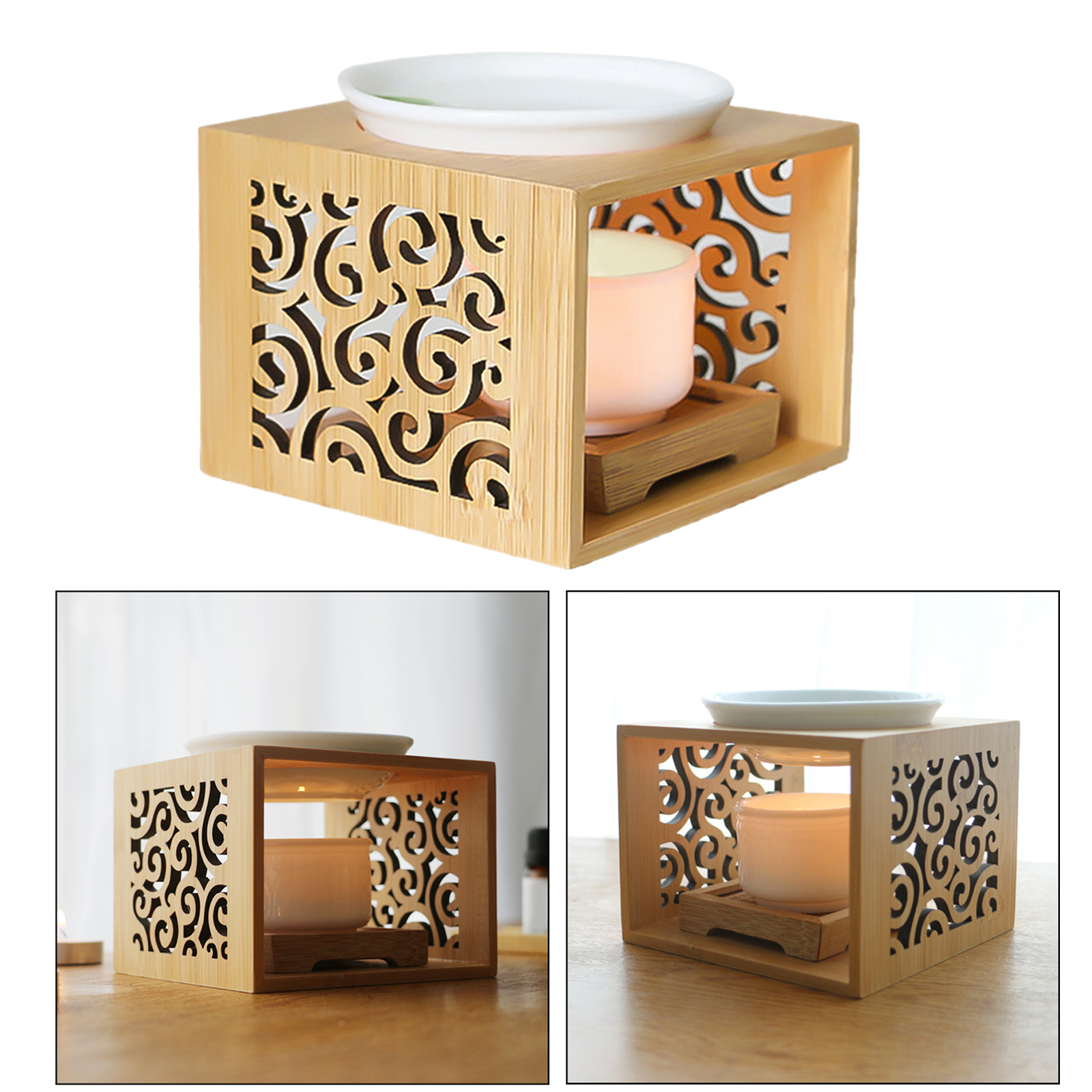 Essential Oil Burner Wax Melt Warmer Candle Tealight Holder Home Yoga Decor