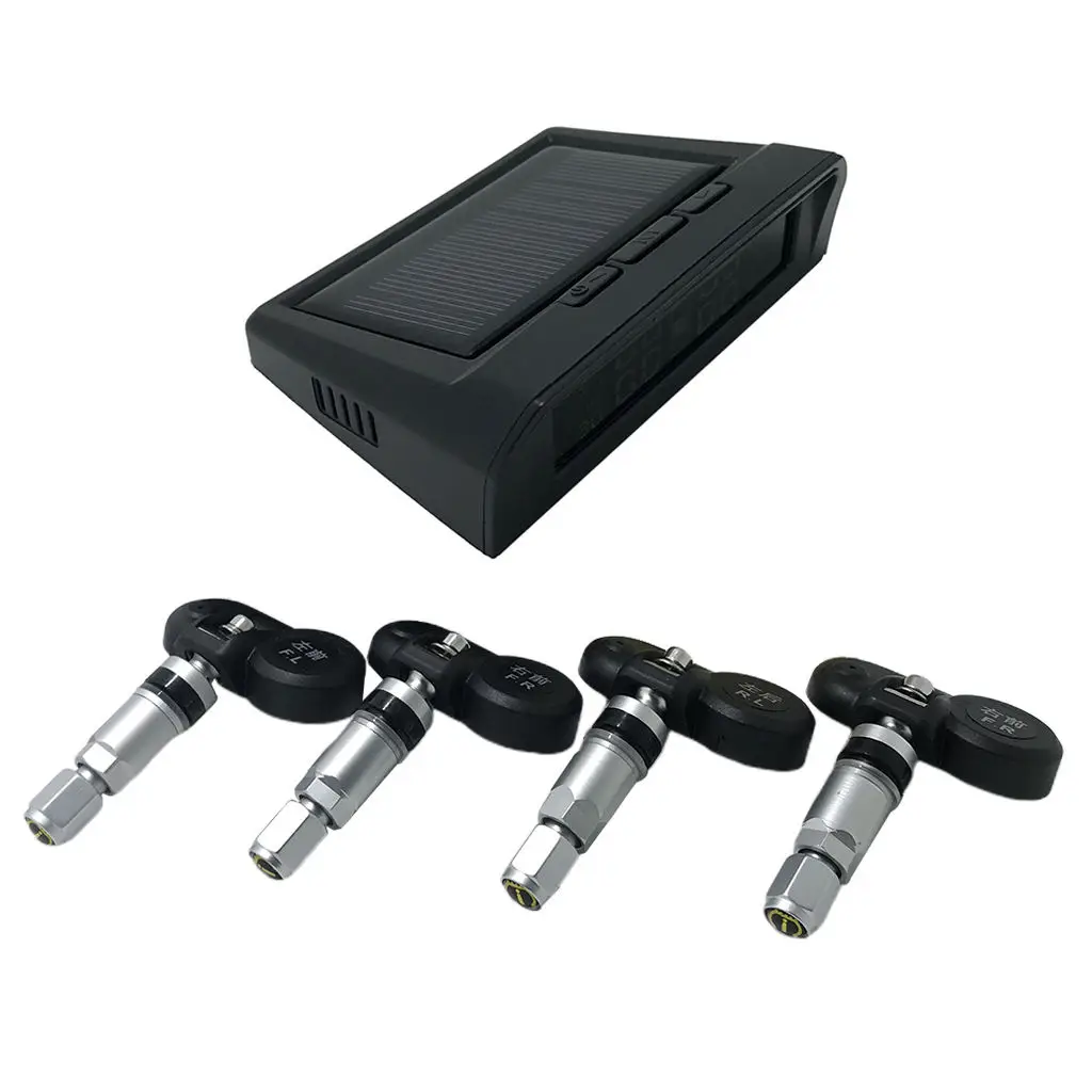 Car LED Display TPMS Tire Pressure Monitoring System with 4 Internal Sensors solar + USB Charging