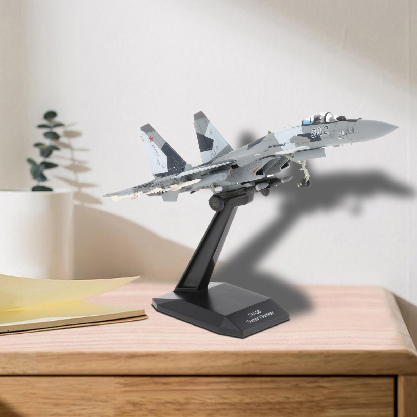 1/100 Scale Sukhoi Su-35 Fighter Helicopter Alloy Army Model Plane w/ Dispaly Stand Decoration