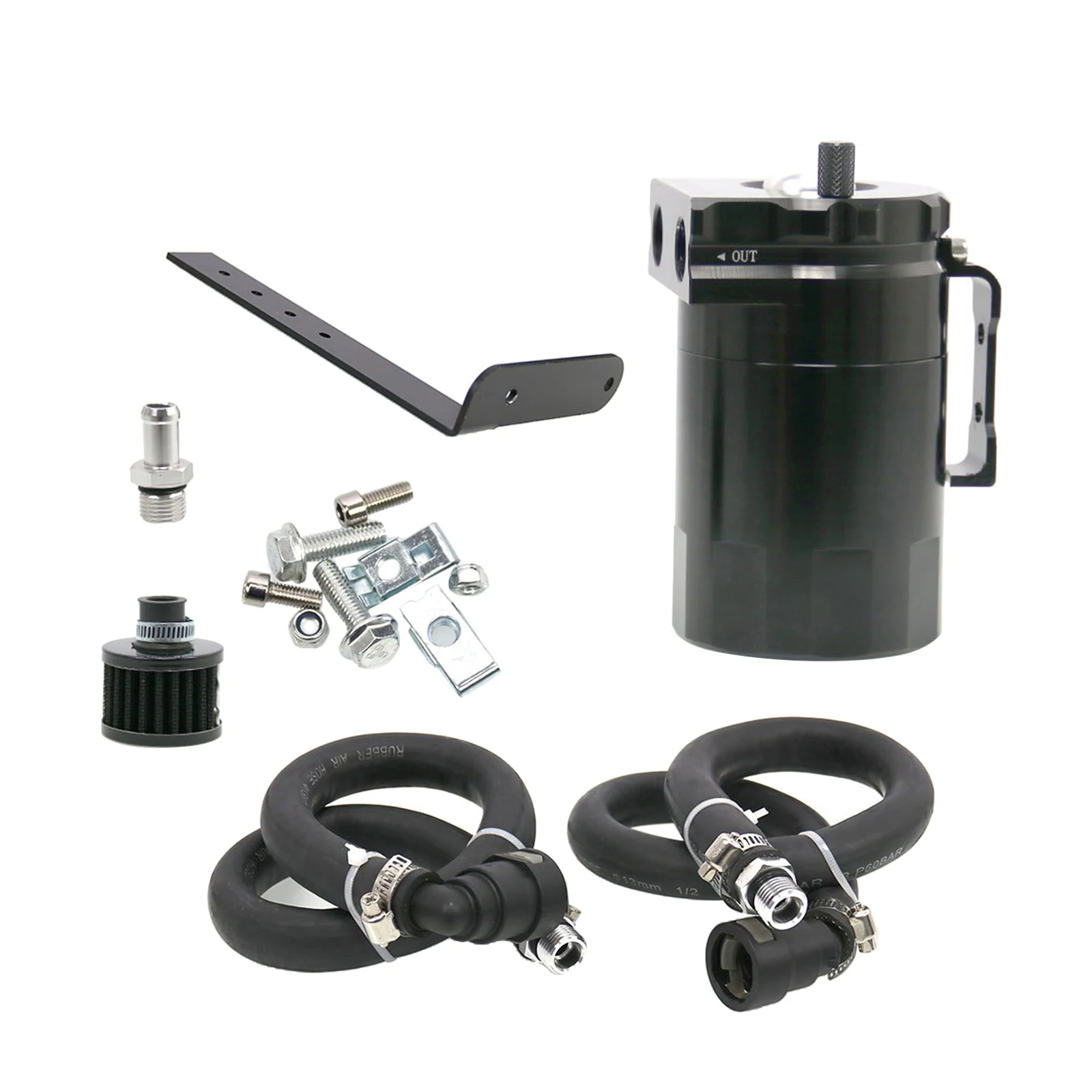 Universal Oil Catch Can Kit with Pipes Brackets Polish Baffled Aluminum 400ml Fits for Automoblie