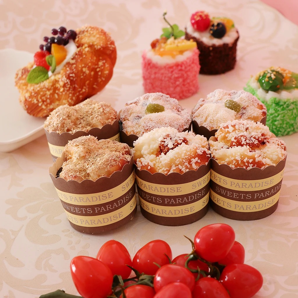 6Pcs Artificial Mixed Cake PU Simulation Sprinkle Food Cupcake Dessert Photography Props