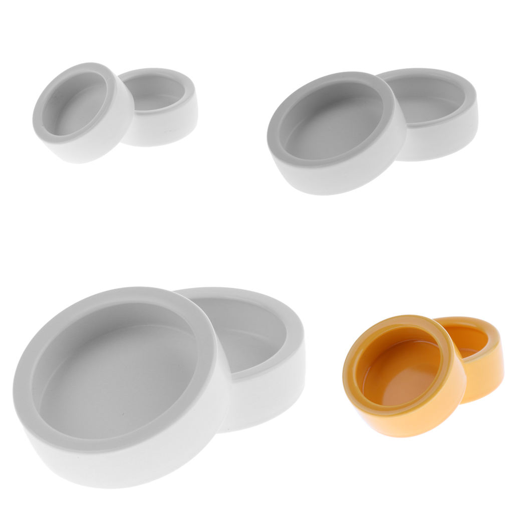 2xSmooth Ceramic Feeder Water Food Worm Bowl Dish For Reptile Lizard Gecko Snake