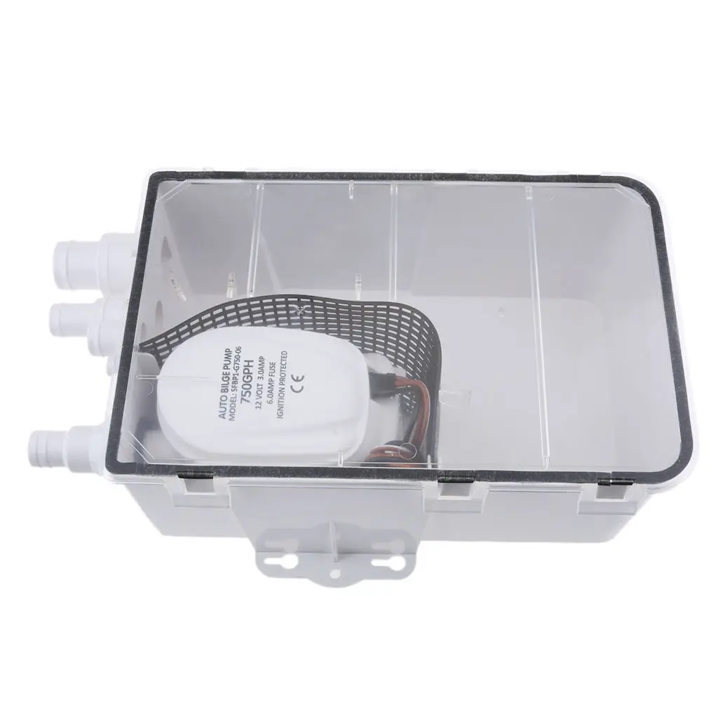 600GPH 12V Shower Sump Pump System Auto Bilge Drain Box Air Vent Boat RV