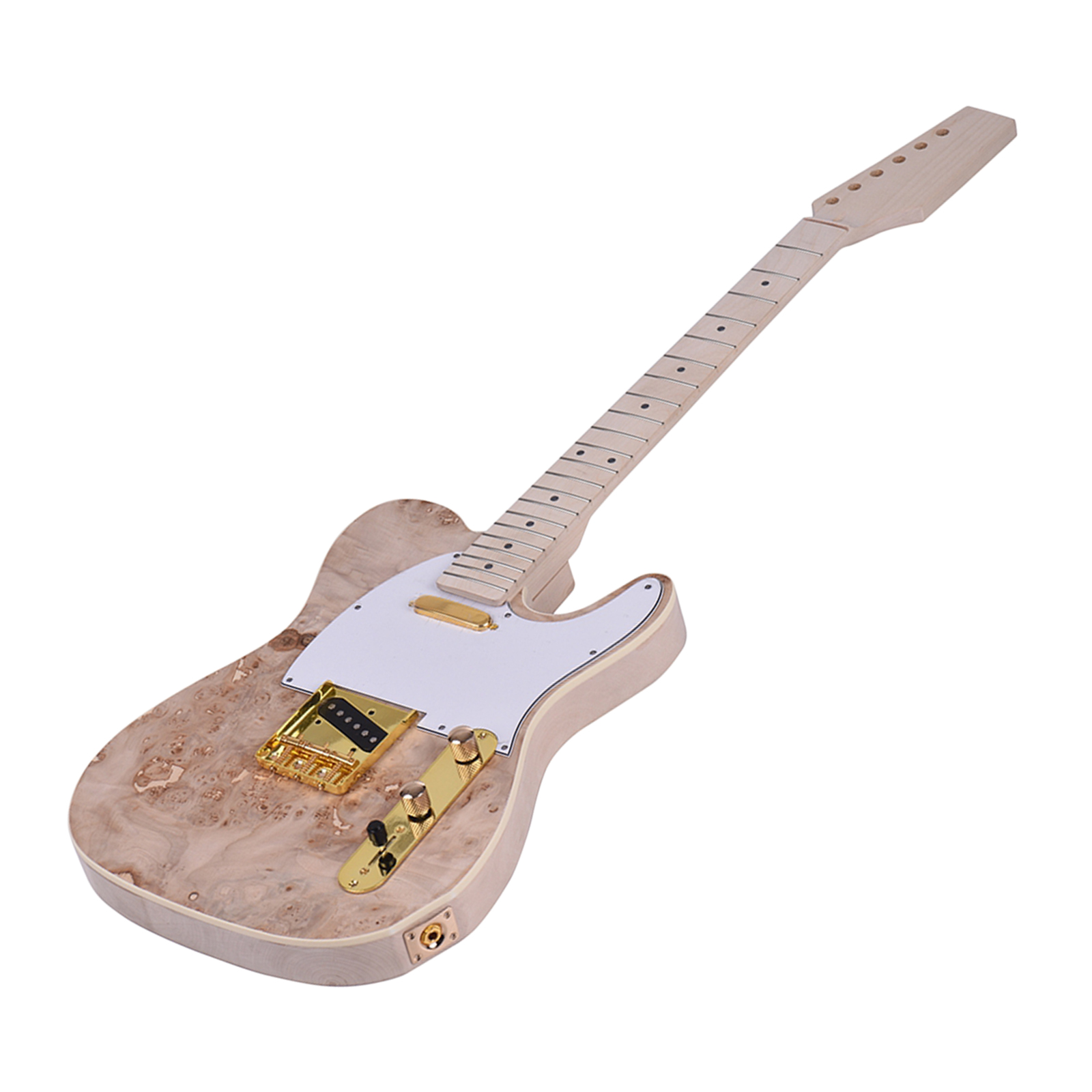 Unfinished Electric Guitar Kits 6 Strings Burl Surface DIY Electric Bass Kits Luthier Guitar Lover Gift