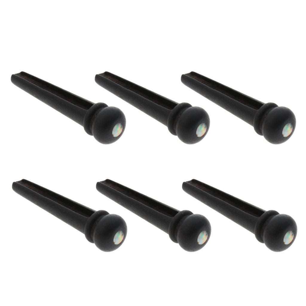 Pack of 6 Ebony Guitar Bridge Pins with Dots Black Acoustic Guitar Replacement Parts 29mm
