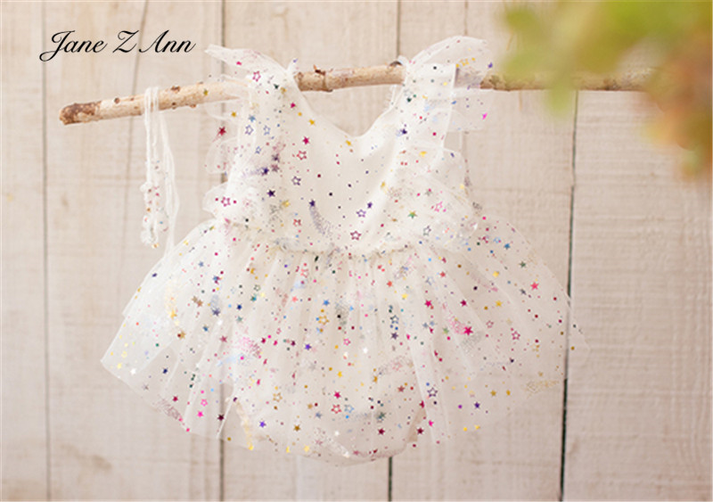 Sterne Gaze Kleid Anzug + Haarschmuck + Windel mehrschichtige Pettiskirt Kleidung Requisiten Neugeborenes Baby Fotostudio Fotografie – Detail 2