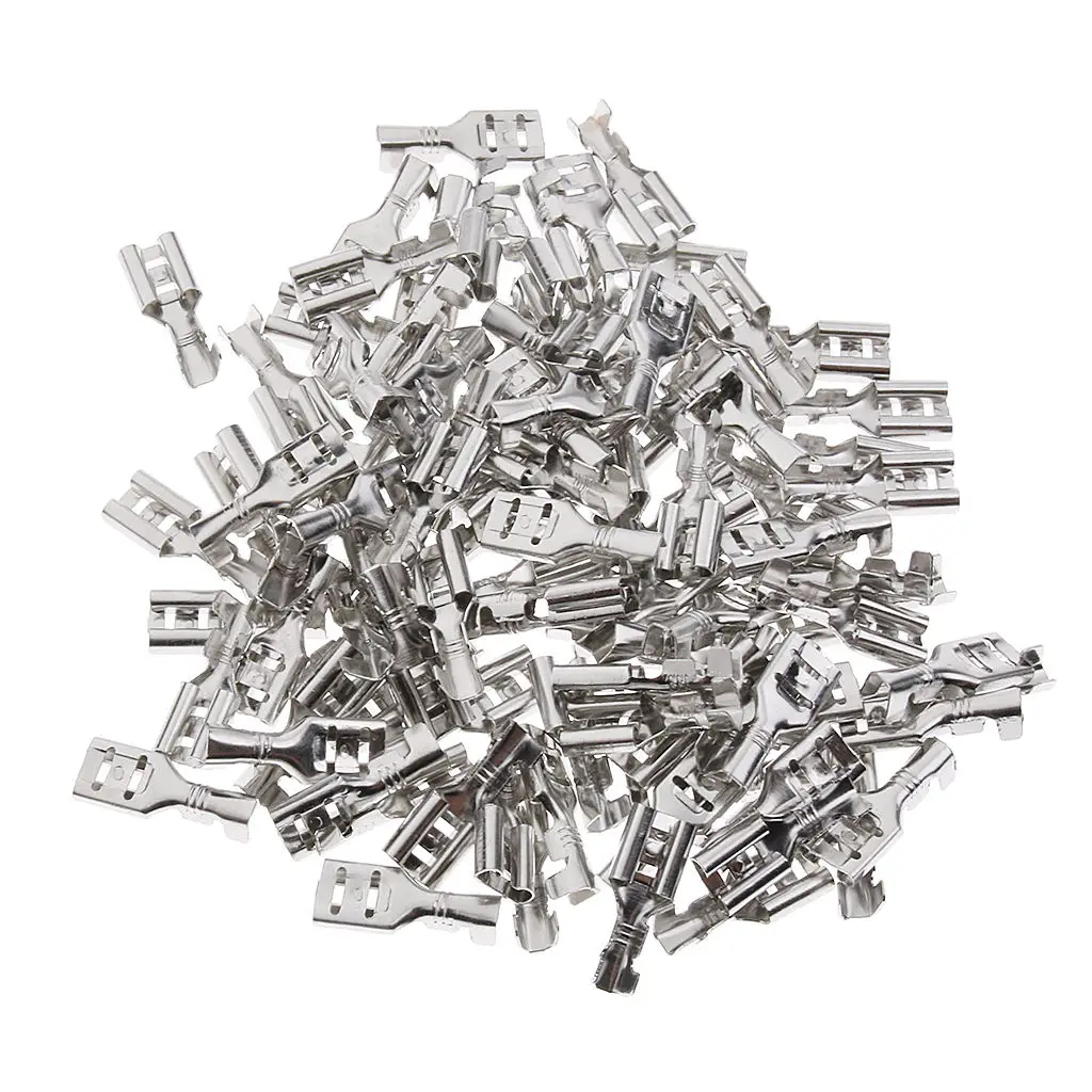 High Quality 100Pcs Terminal Cable Locking Female Spade Connector DJ626-D4.8