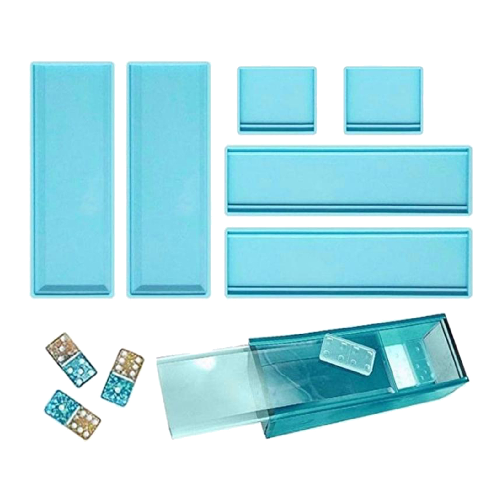Epoxy Resin Mold Domino Storage Box Mould Container Craft Casting Art Adults