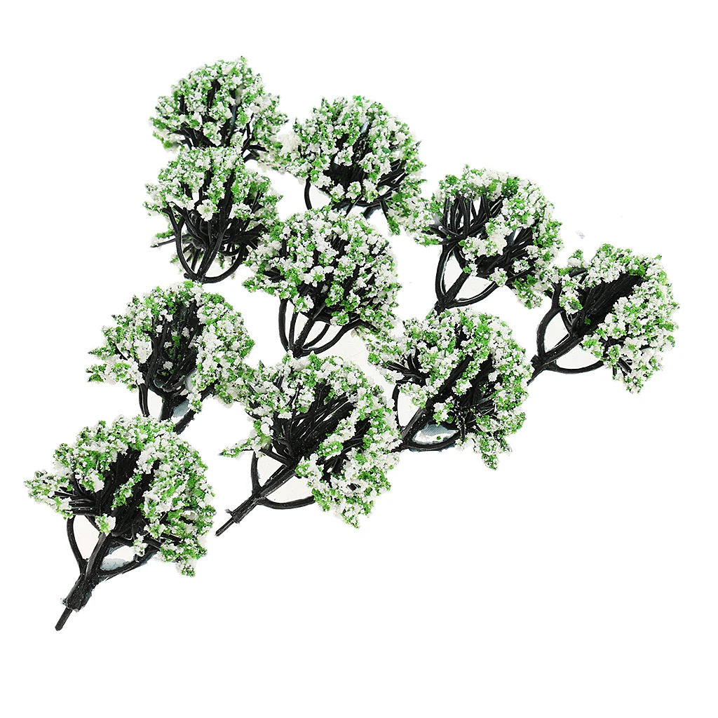 10pc 1:150 Train Railroad Scenery Landscape Model Trees N Scale with Flowers