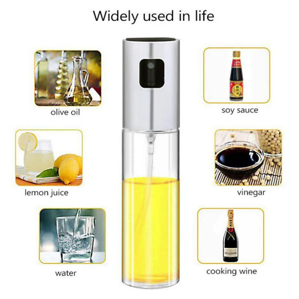 Glass Olive Oil Sprayer Oil Spray Empty Bottle Vinegar Bottle  for Kitchen 100ml