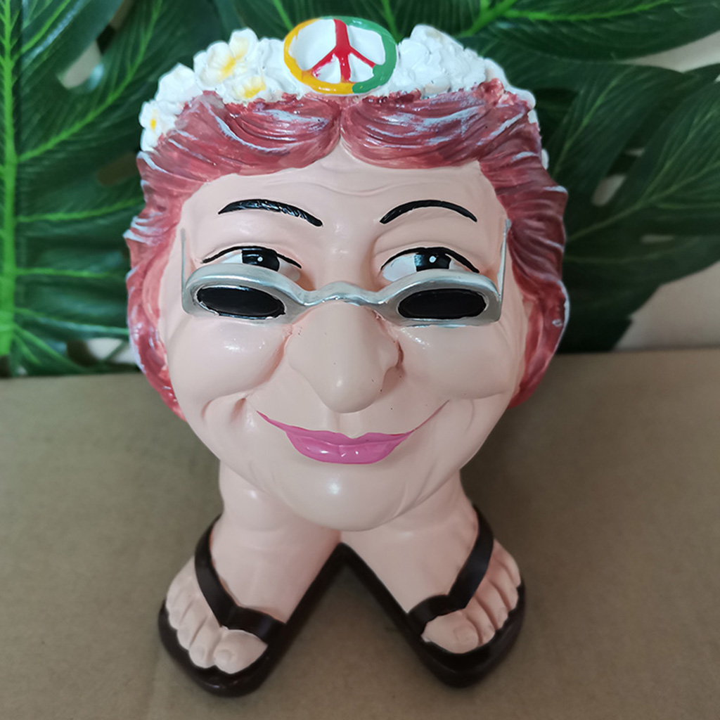 Funny Muggle Face Plant Planter Pot 3D Head Statue Garden Tabletop Ornaments