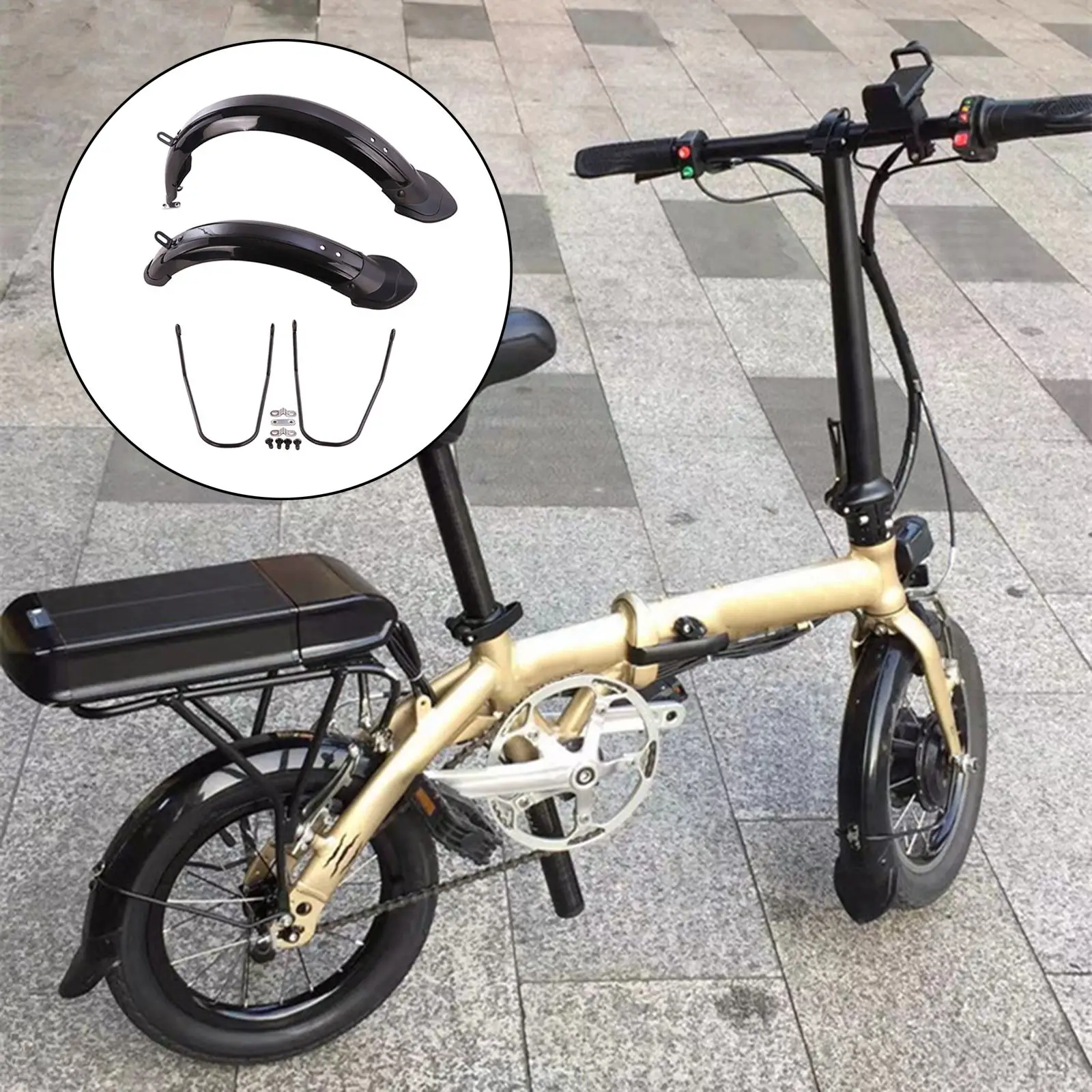 12`` 14`` Folding Bike Mudguard Set Universal Foldable Bicycle Front & Rear Wheel Mud Guard Protection