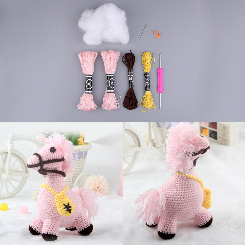 Doll Crochet Kit for Beginners Handmade Knitting Animal Horse Stuffed Toy