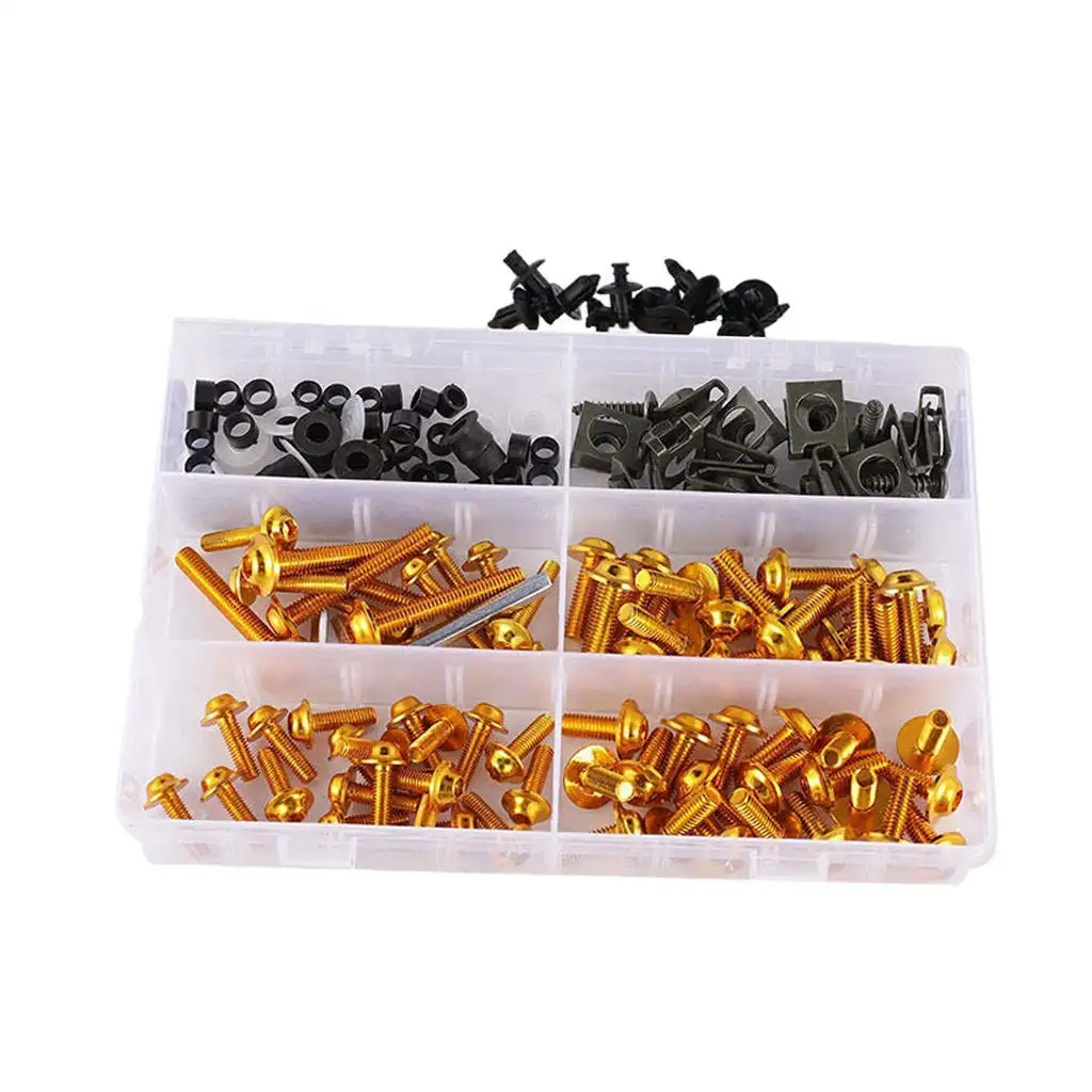 173Pcs Motorcycle Fairing Bolt Kit Nut Clips Kit for Suzuki Washers for Most Sports Motorcycles Mounting Kits Spanners