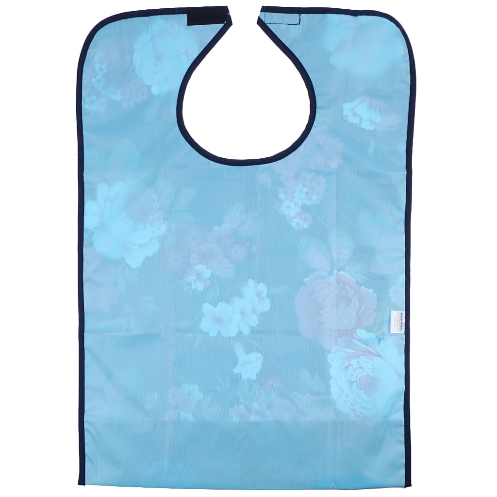 Adult Waterproof Bib Disability Aid Apron with Catch Pocket -  Print