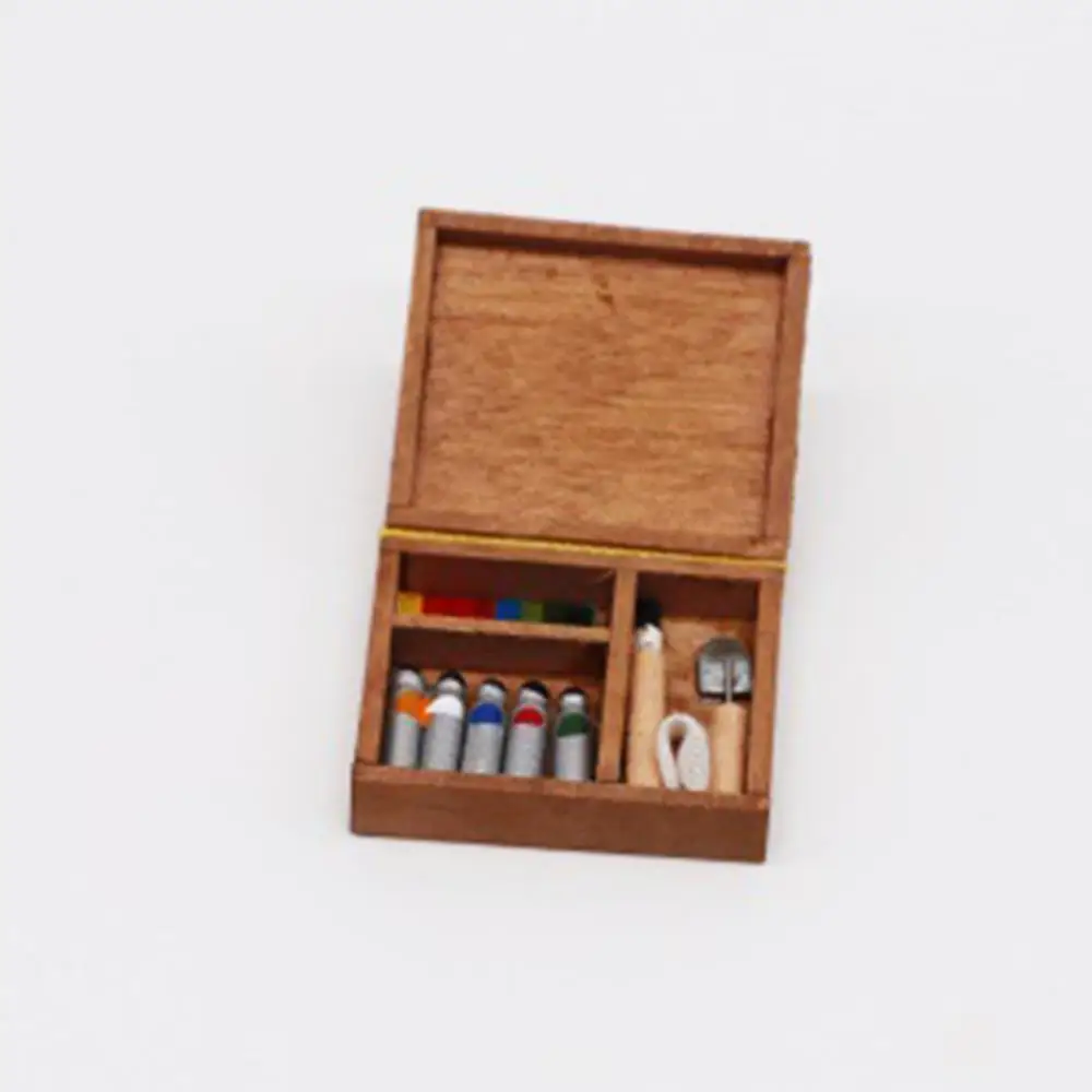  Couleur Bois rycnet 1/6 1/12 Miniature Artiste Peinture Stylo Modèle de boîte en Bois Poupées Jouets Accessoires  