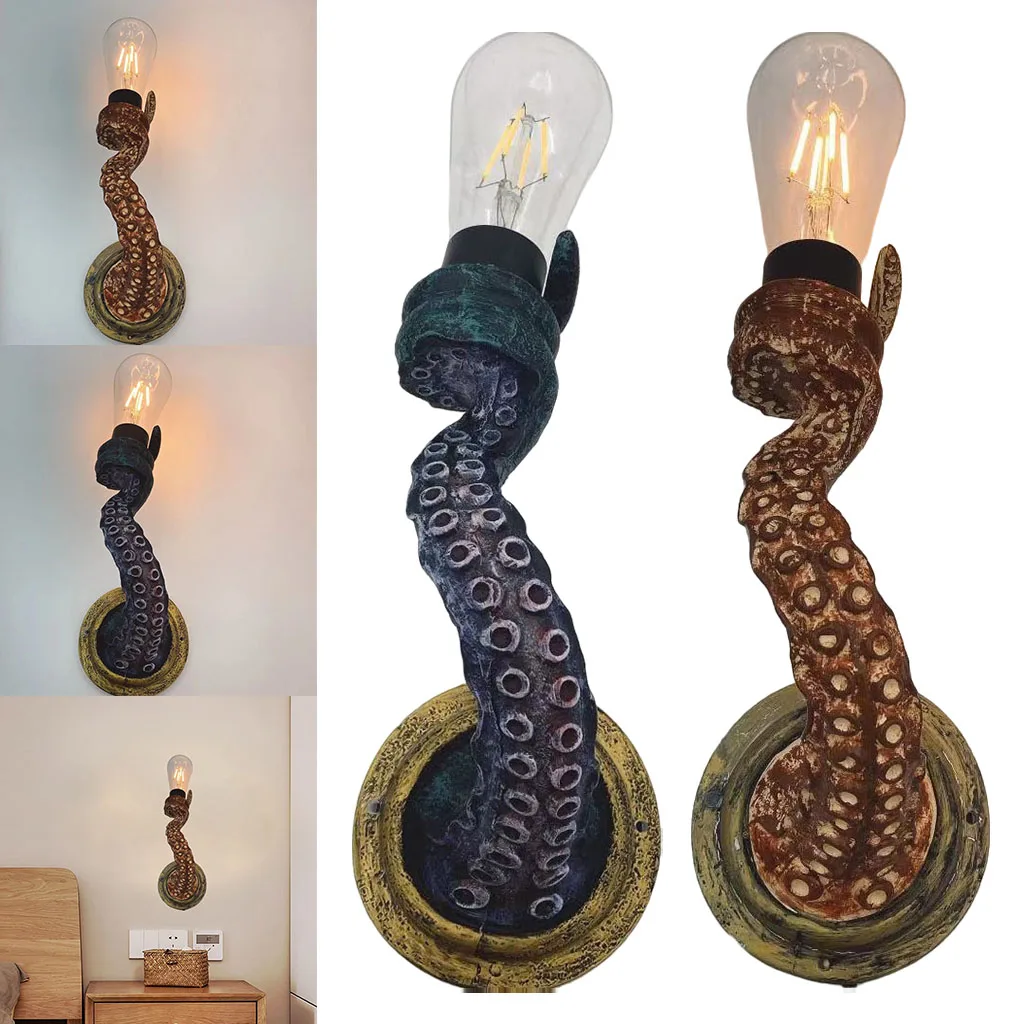 Retro Octopus Electric Light with E27 Bulbs, Tentacle Lamp Wall Sconces Lanterns Home Decor EU Plug